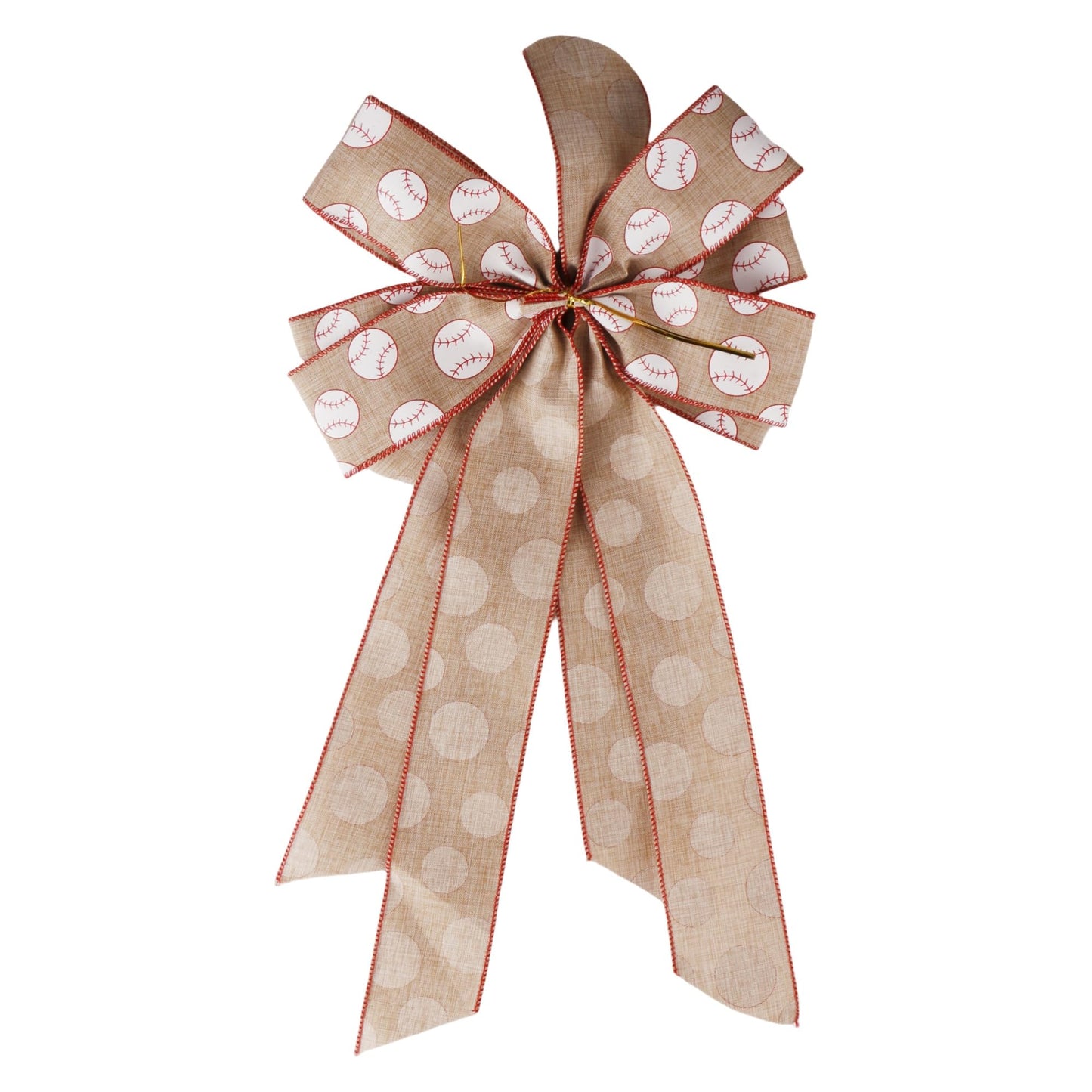 Meseey Large Baseball Wreath Bows 10 x 20 Inch Red White Ball Bows for Wreath Sports Team Party DIY Craft Wreath Bow Decor(10 X 20 inch Bow)