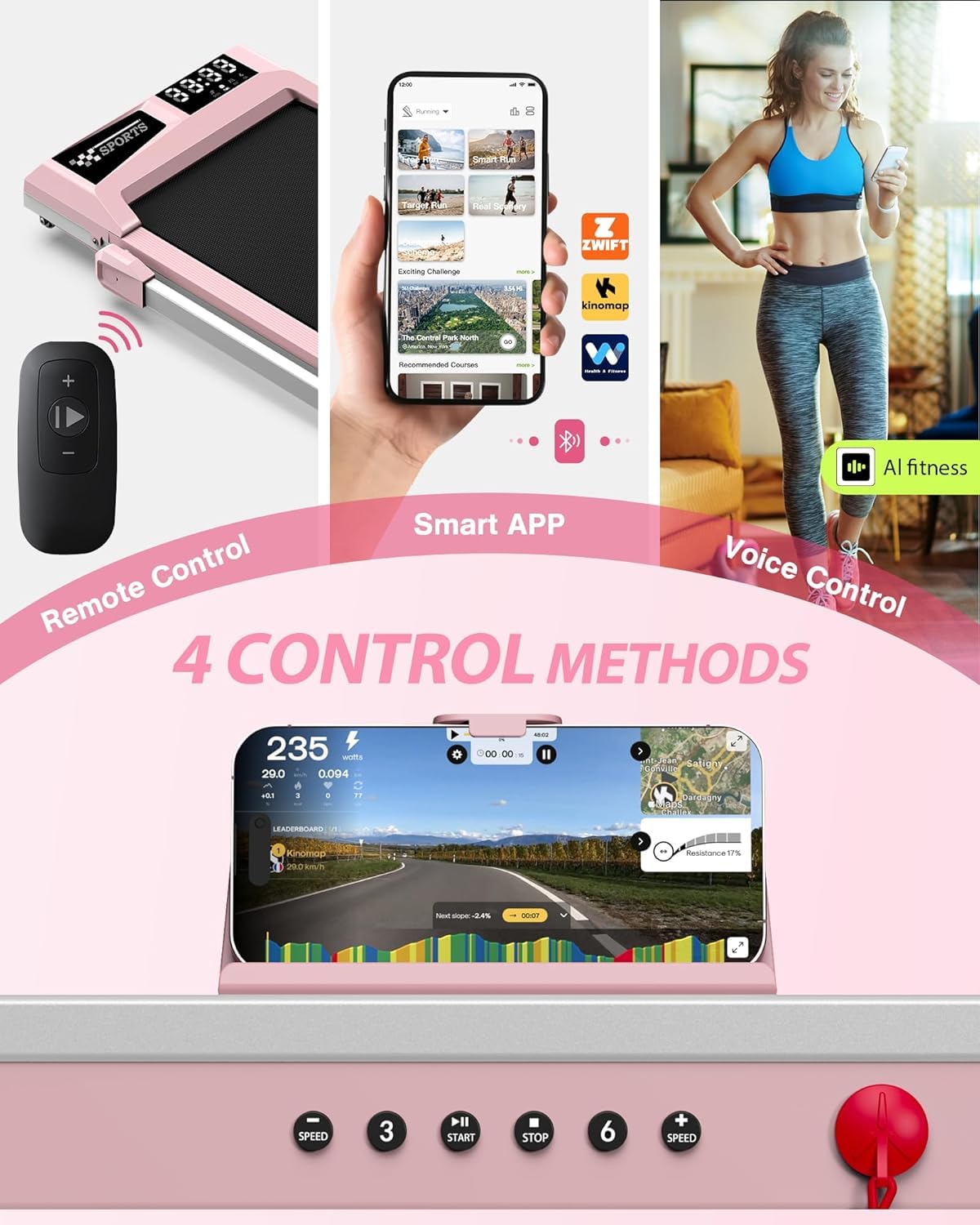 WELLFIT Foldable Treadmill with Incline, 350 LBS Capacity Walking Pad with Handle Bar, Portable Walking Pad Treadmills for Home, Under Desk Treadmill with App & Remote Control, Wide Belt, LED Display