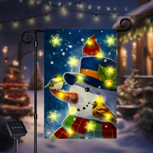 Christmas Lights Garden Flag,Double Sided Christmas LED Outdoor Christmas Yard Flag for Winter Christmas Outdoor Decoration (Multi_Snow, 12 * 18)