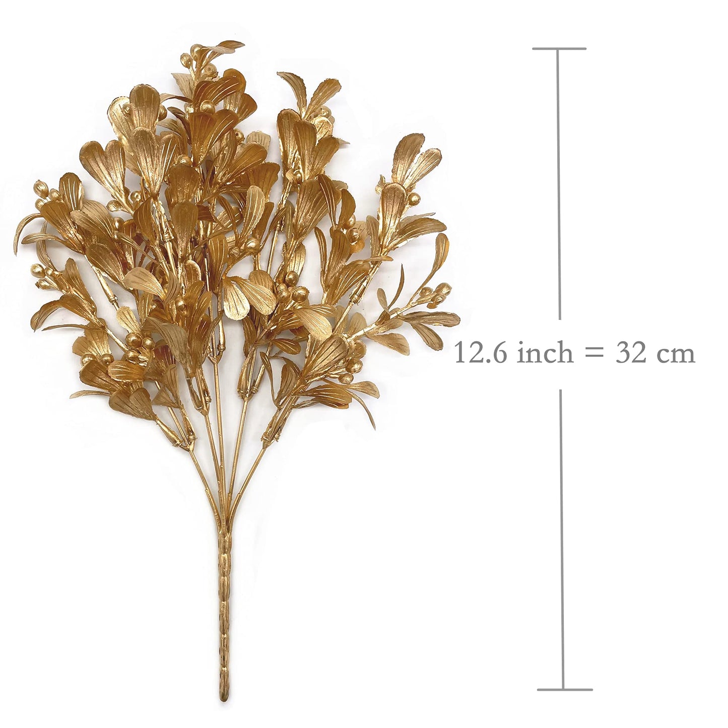 PASYOU Fake Plants Christmas Decorations, Golden Artificial Flowers Plastic Grass Shrubs Leaves Indoor Outdoor Home Garden Party Hotel Verandah Wedding Event Bouquet Faux DIY Decor - Gold 4 Pack