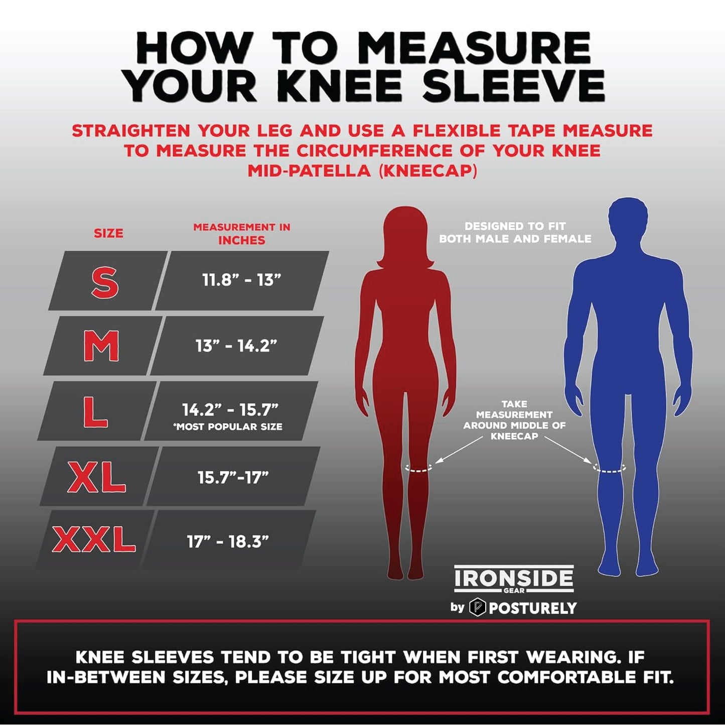 POSTURELY Knee Sleeve 7mm Neoprene Thick Compression Knee Brace Support for Weightlifting, Powerlifting, Squatting & Fitness Training for Women and Men Black (LARGE)