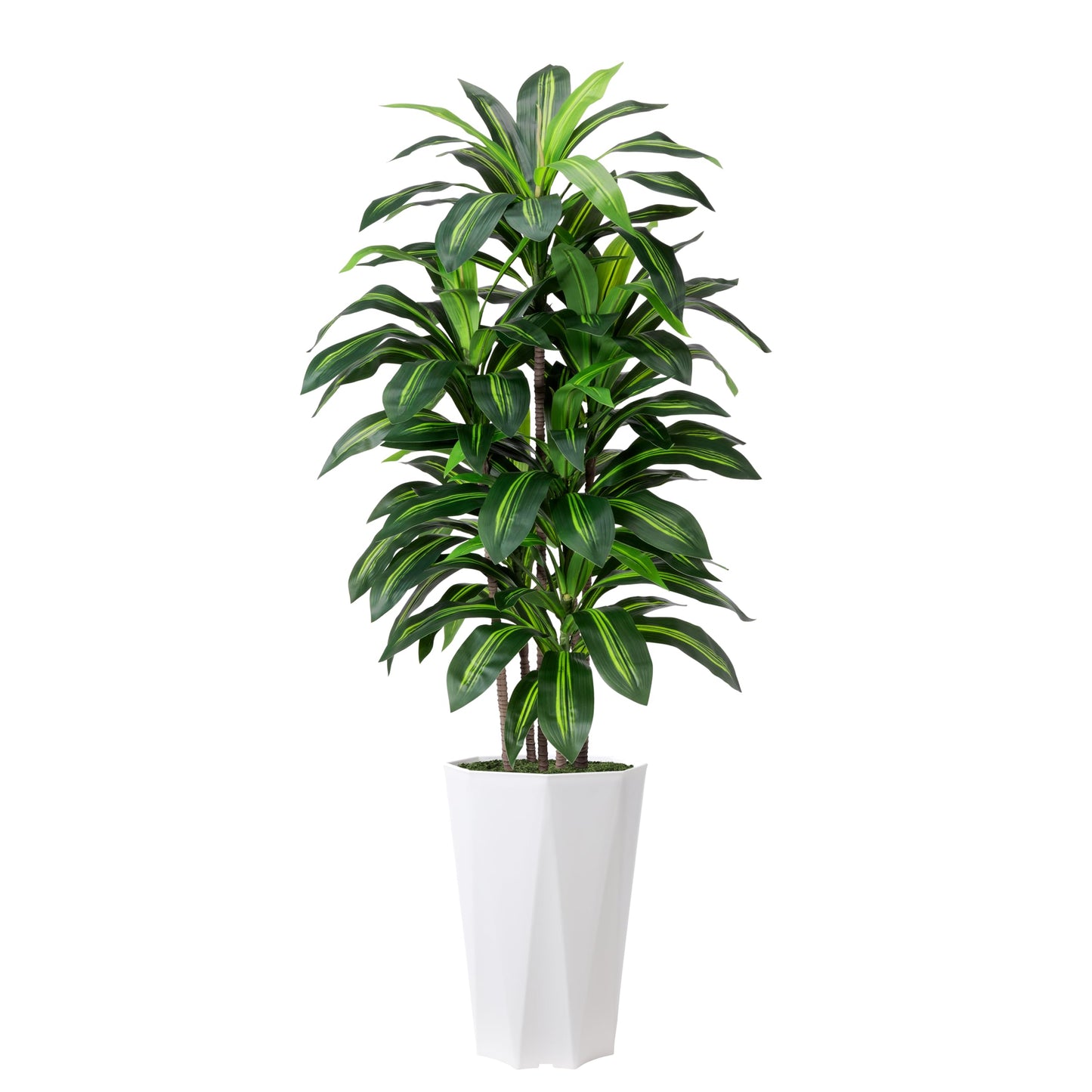 Artificial Dracaena Plant Indoor 5FT Fake Tree with White Diamond Planter Faux Yucca Tall Fake Floor Plant in Pot Artificial Trees for Home Office Living Room Decor Indoor