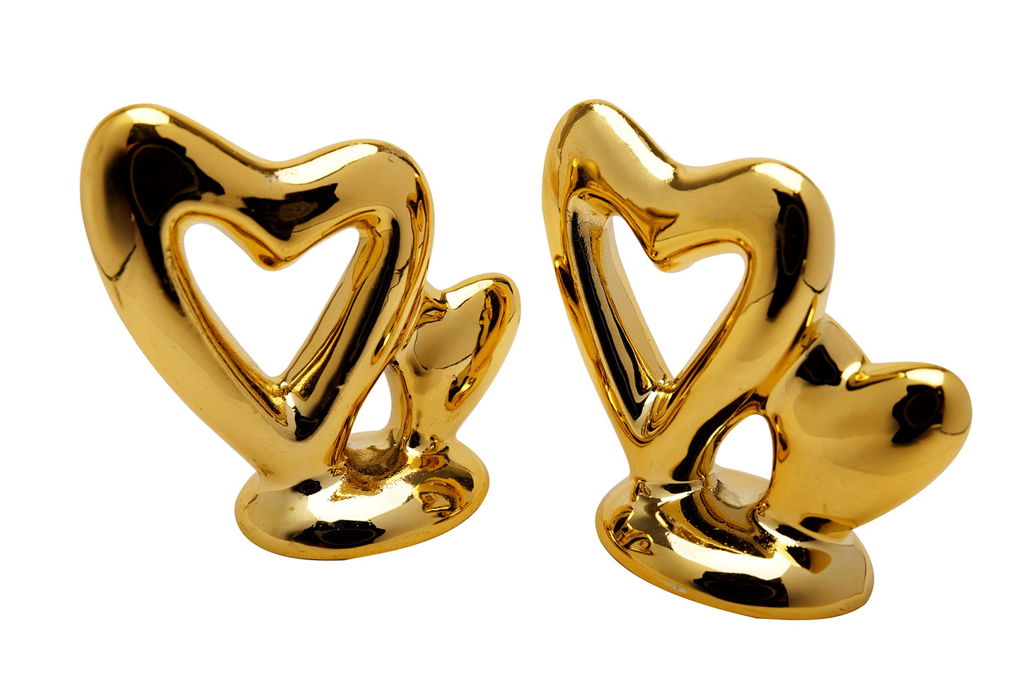 Dawbun Gold Small Animal Statue Heart Statue Decor Modern Style Ceramic Gold Heart Animal Figurines Statues for Home Decor Accents Living Room Office Table Bookshelf Desk Bedroom Decorative Objects