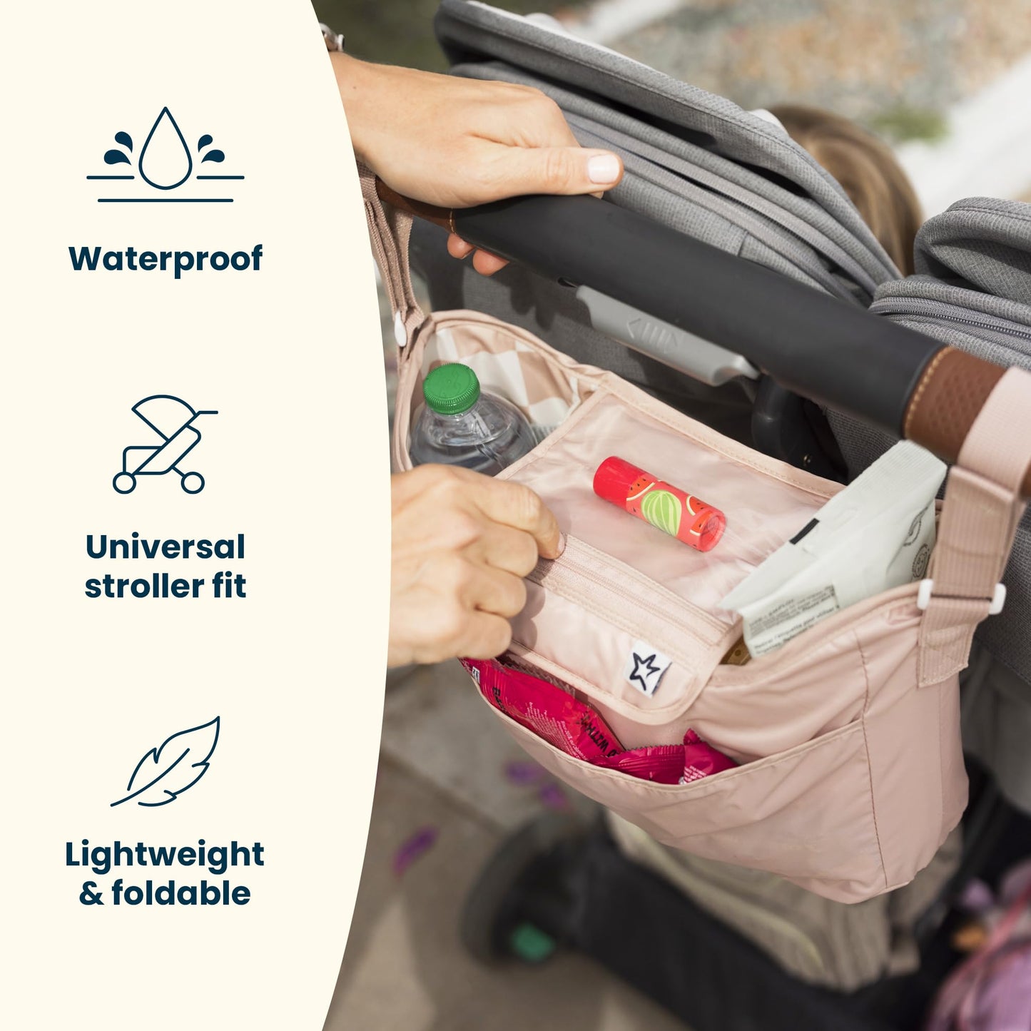 Tiny Twinkle Universal Stroller Organizer with Adjustable Strap - Waterproof Stroller Caddy Fits Baby Jogger, Nuna, Graco, Donna and Bugaboo Strollers (Luna）