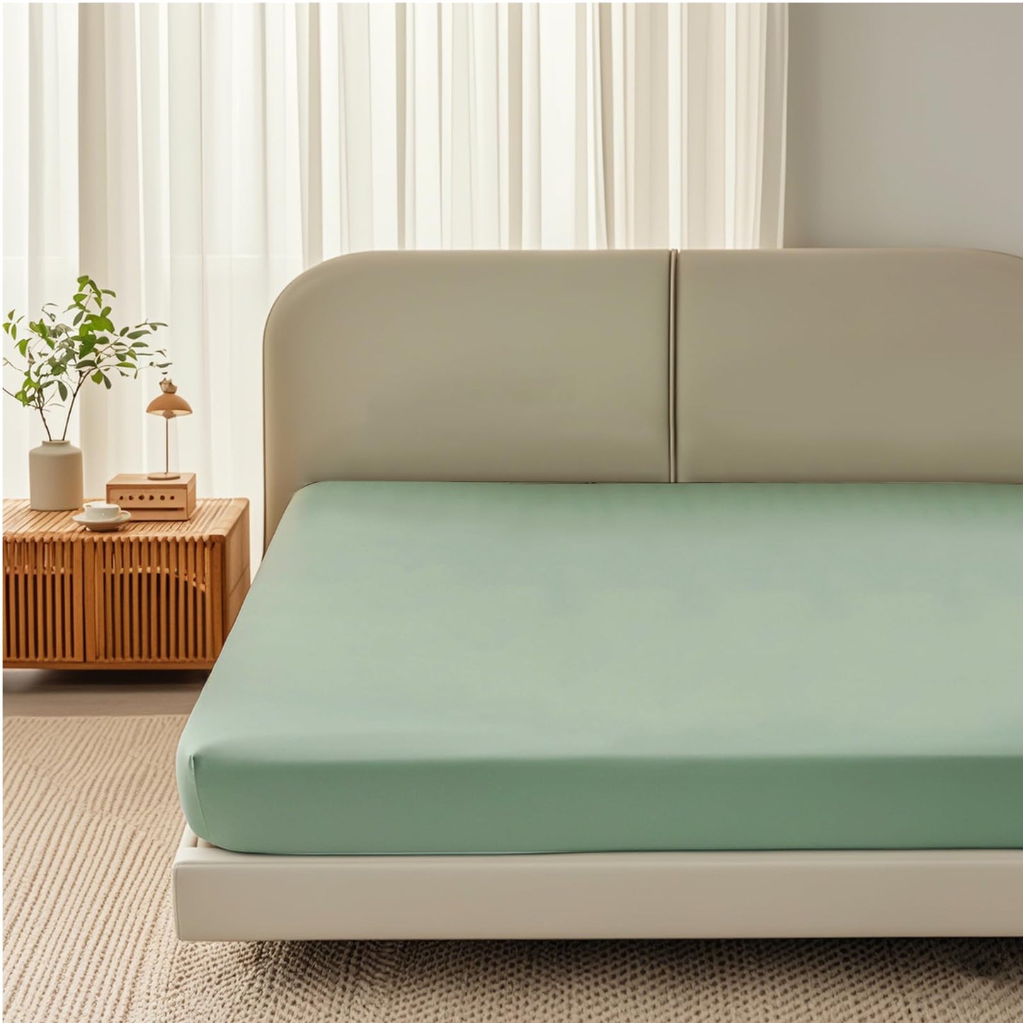 Queen Fitted Sheet Only │ 100% Viscose Derived from Bamboo │ Fitted Sheet with Elastic Corner Straps │ Ultra Soft Luxury Breathable │ Cooling for Hot Sleepers │ 18 Inch Deep Pocket