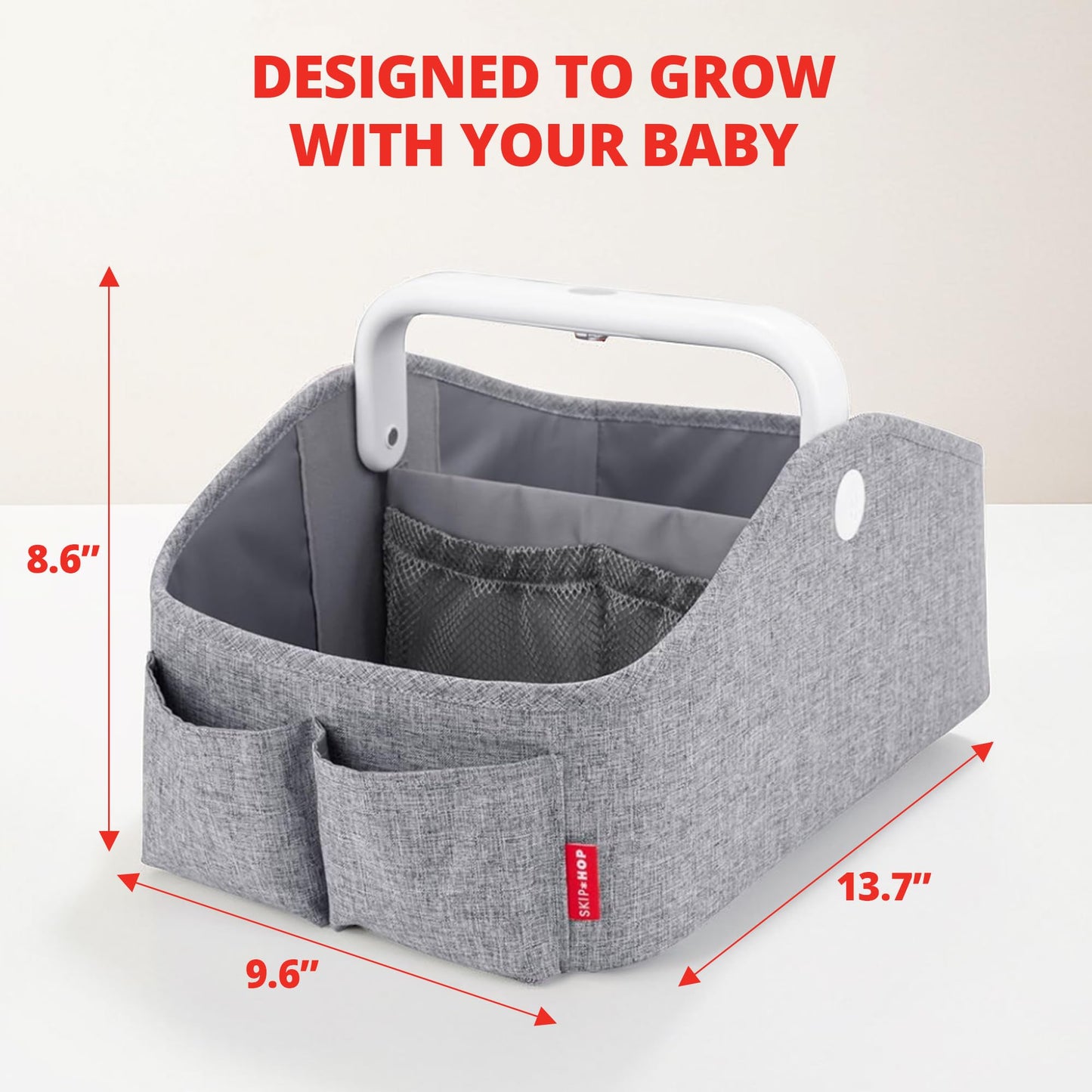 Skip Hop Diaper Caddy Organizer with Touch Sensor Night Light Nursery Style Heather Grey