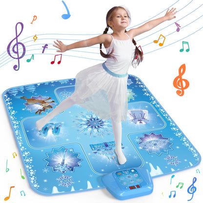 GirlsHome Dance Mat - Frozen Toys for Girls Electronic Dance Pad with 5 Game Modes, Built-in Music, Touch Sensitive Light Up LED Kids Musical Mat, Christmas & Birthday Gift for Girls 3-12