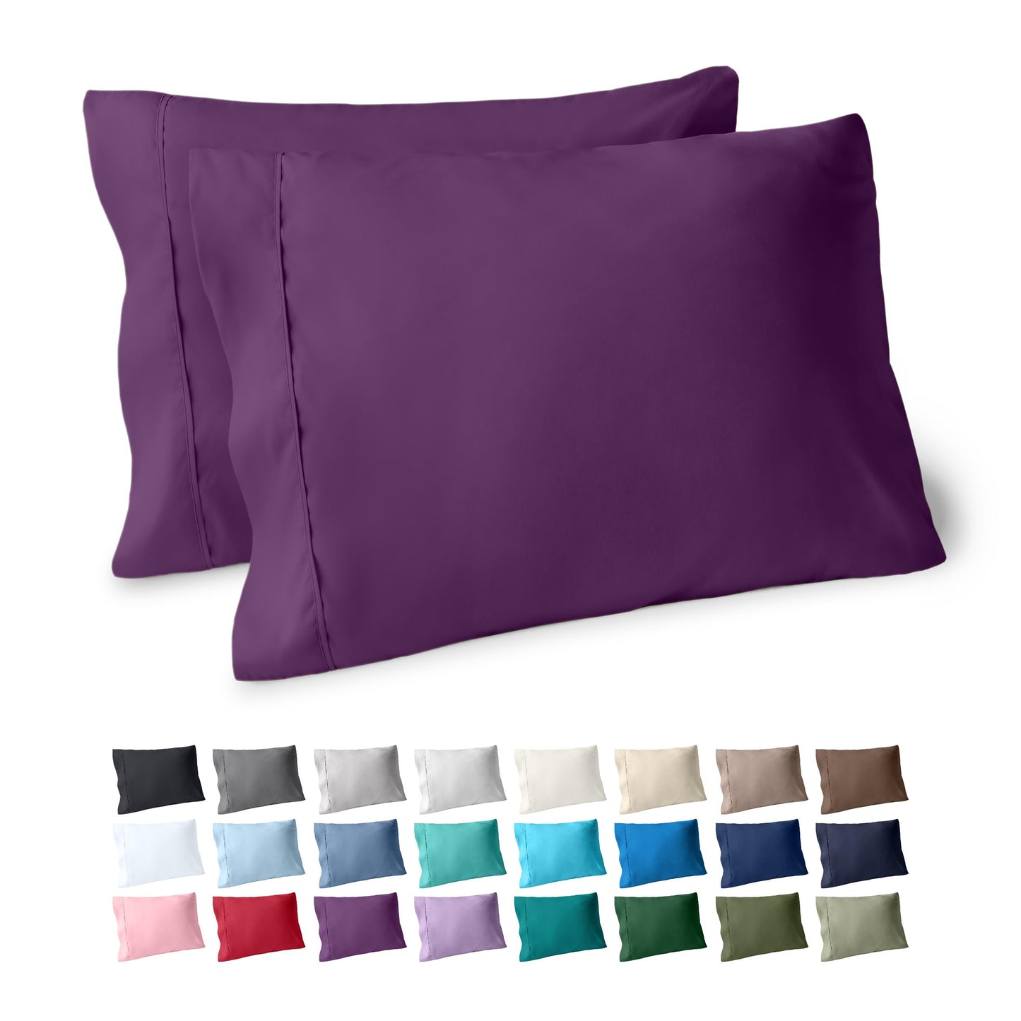 Bare Home Microfiber Pillow Cases - Standard/Queen Size Set of 2 - Cooling Pillowcases - Double Brushed - Plum Pillowcases 2 Pack - Easy Care (Standard Pillowcase Set of 2, Plum)