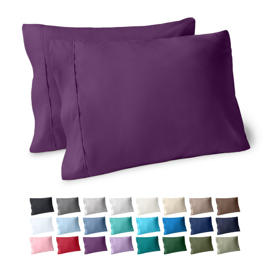 Bare Home Microfiber Pillow Cases - Standard/Queen Size Set of 2 - Cooling Pillowcases - Double Brushed - Plum Pillowcases 2 Pack - Easy Care (Standard Pillowcase Set of 2, Plum)