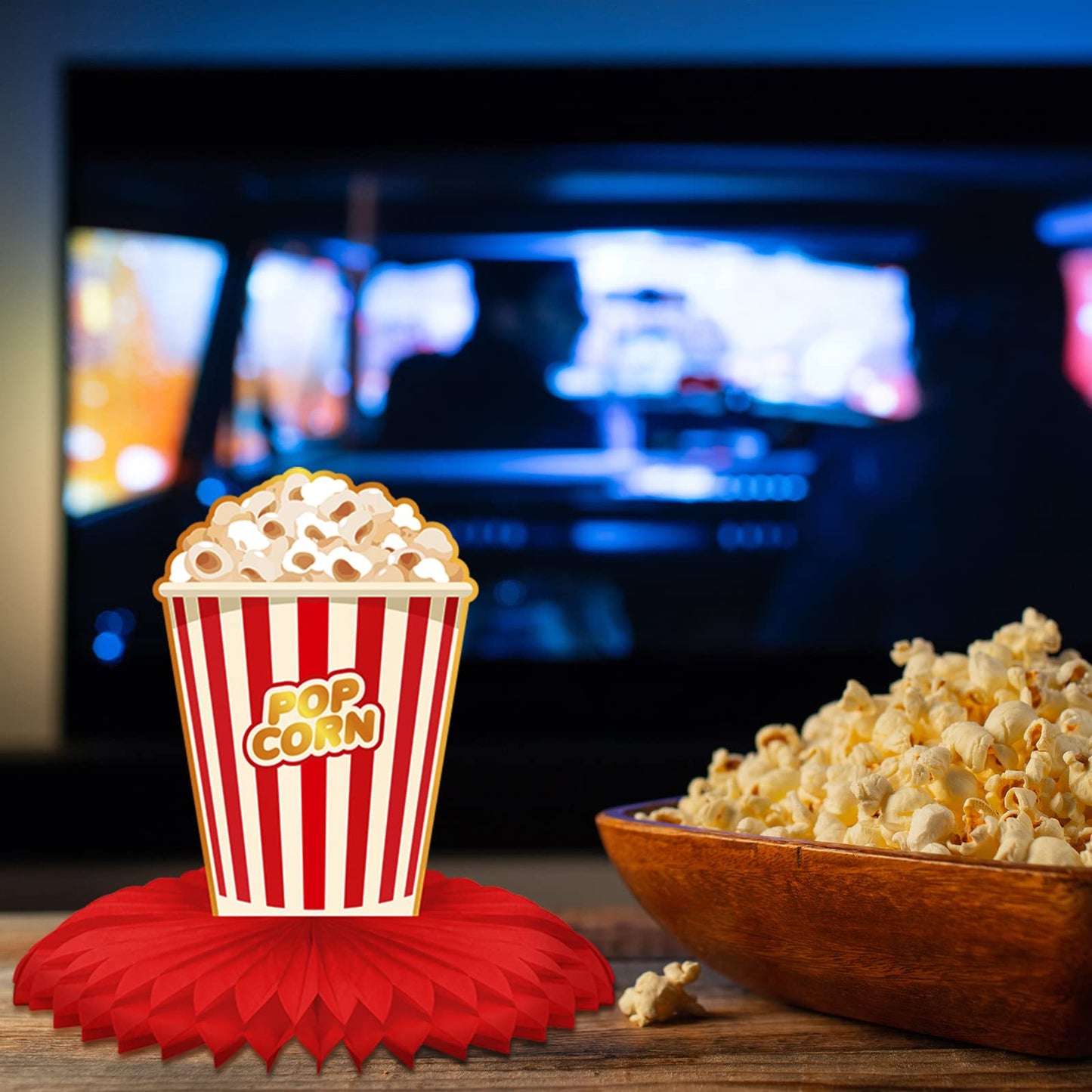 Chinco 12 Pieces Movie Night Party Supplies Decorations Movie Theater Honeycomb Centerpiece 3D Microphone Ticket Star Video Paper Centerpiece Sign Table Decoration for Theater Birthday Party Favors