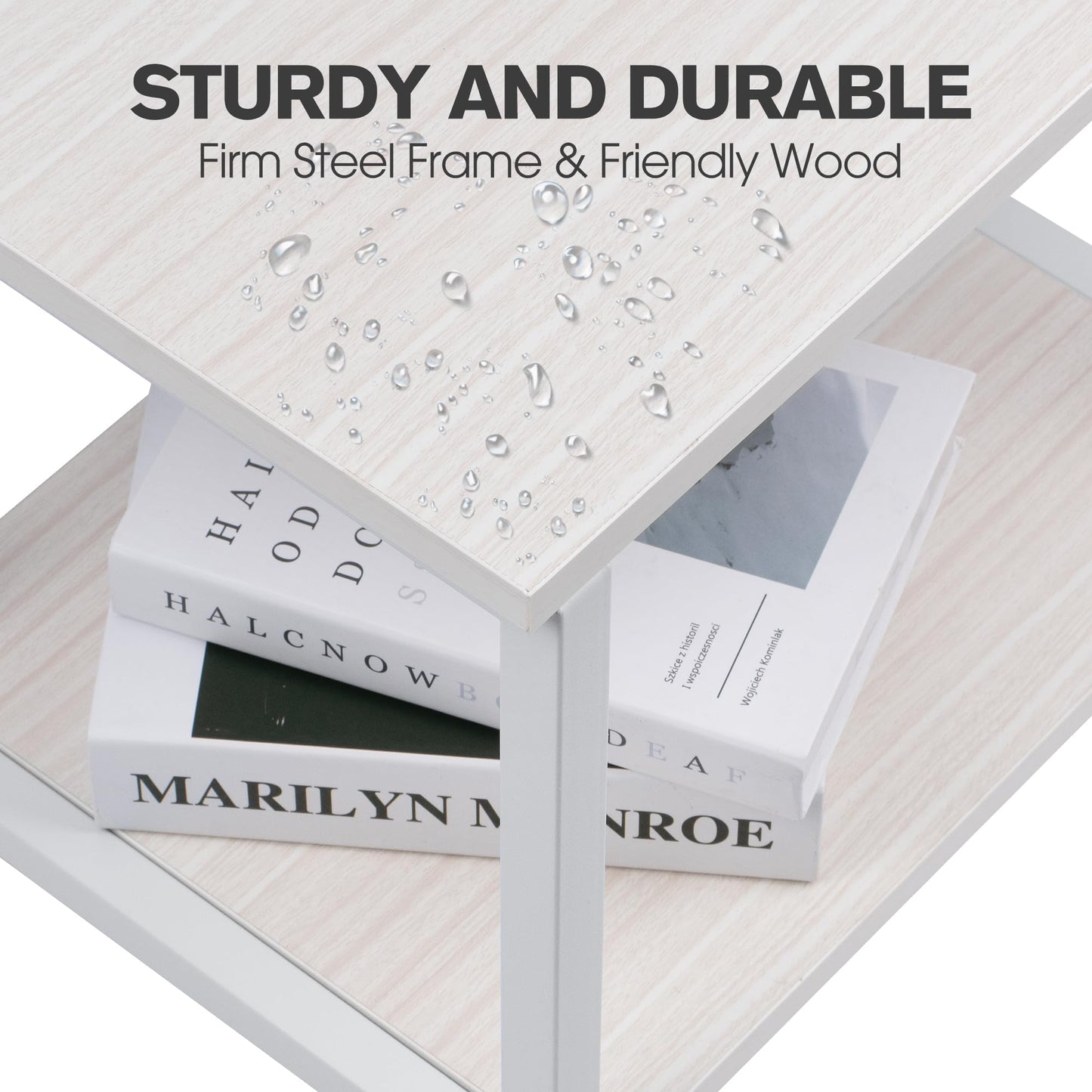 Cakokow Under Desk Printer Stand - 2-Tier Industrial Mobile Printer Table with Storage Shelf, Heavy Duty Wood Rolling Printer Cart with Wheels for Home and Office,Maple White