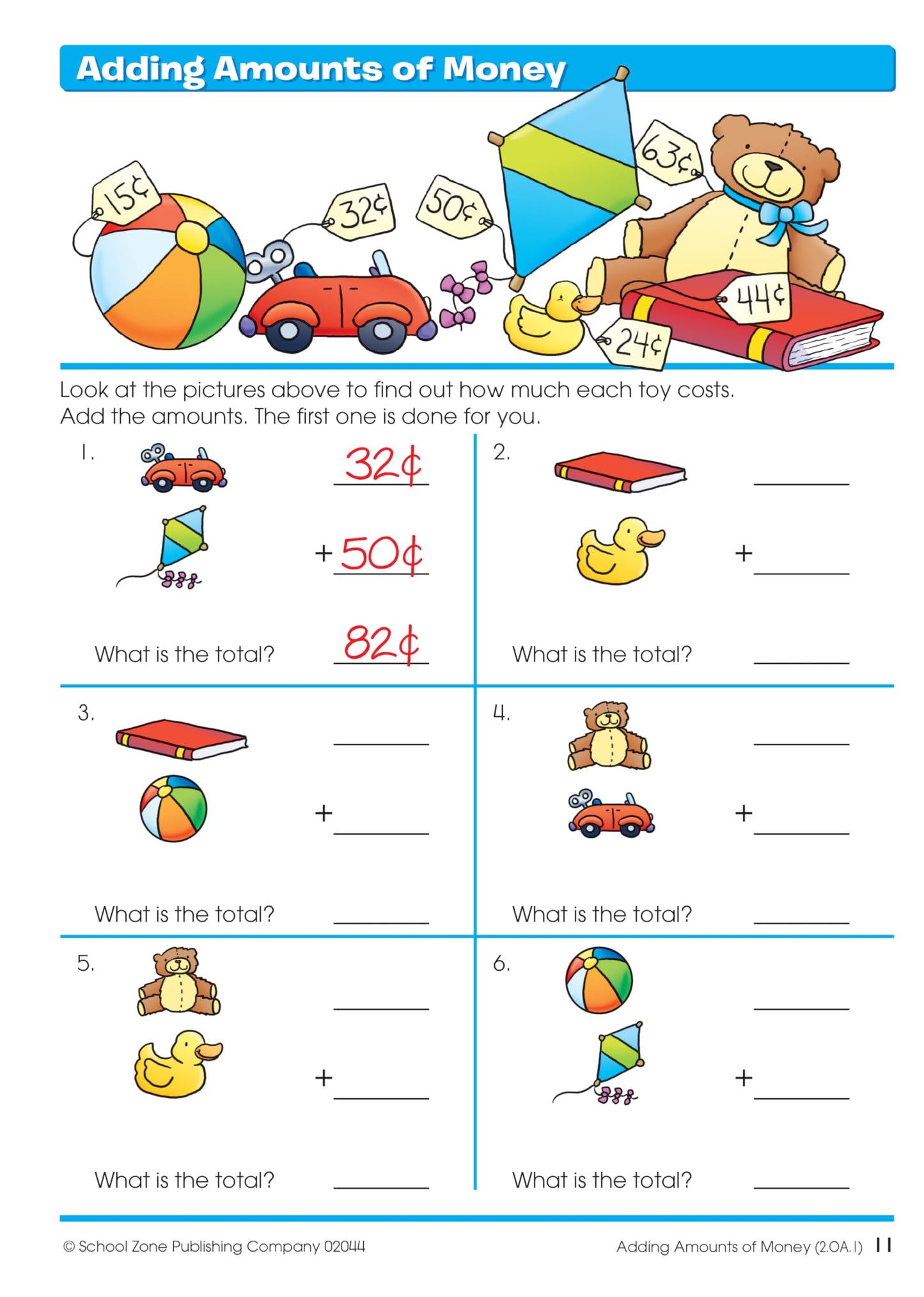 School Zone Time, Money & Fractions Workbook: 32 Pages, 1st Grade, 2nd Grade, Adding Money, Counting Coins, Telling Time, Ages 6 to 8 (I Know It! Book Series)