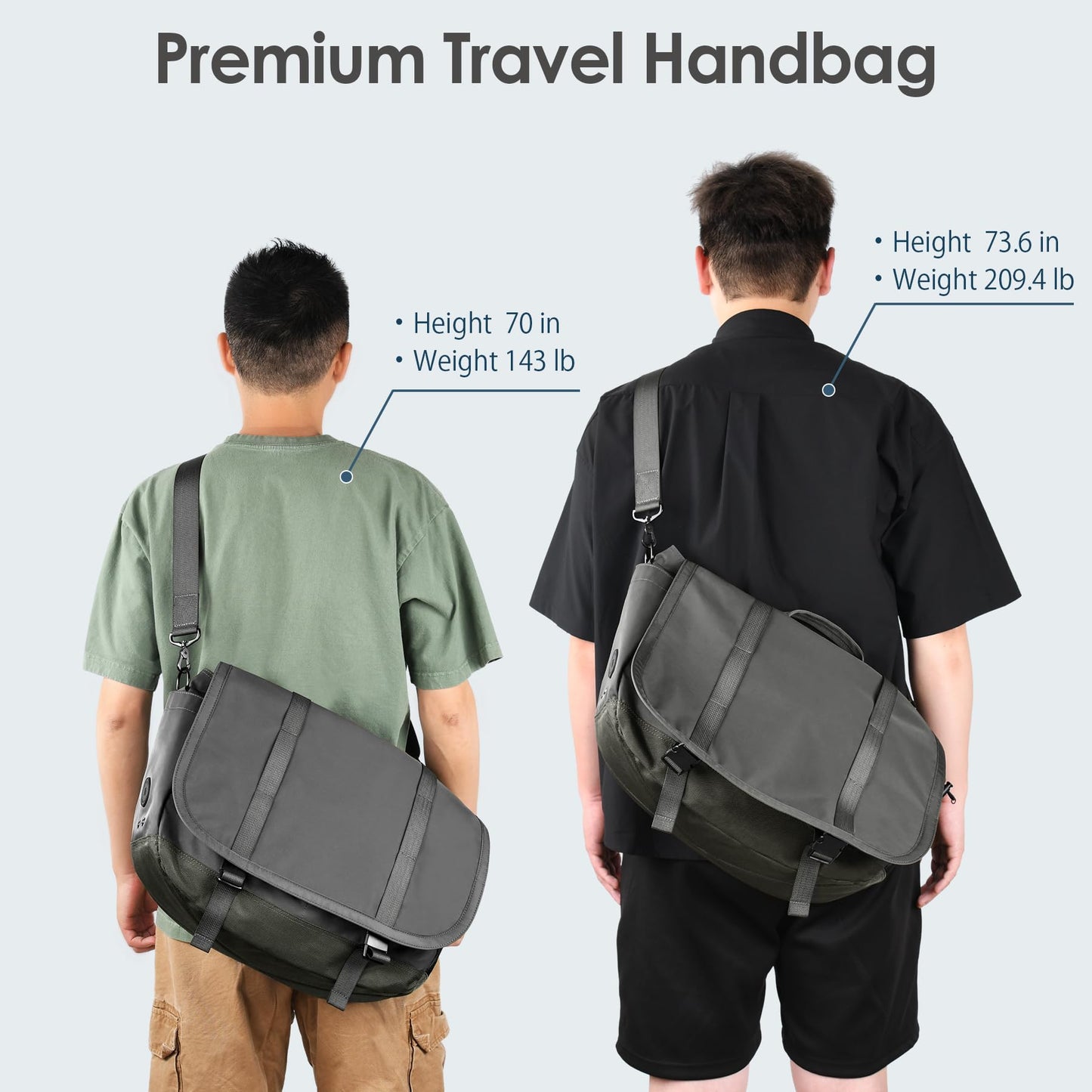 travel inspira Messenger Bag for Men/Women, Anti-theft Lightweight Men's Laptop Bag 16 inch Water Resistant Crossbody Satchel Bags Computer Work Office College Bag with Shoulder Strap, Grey