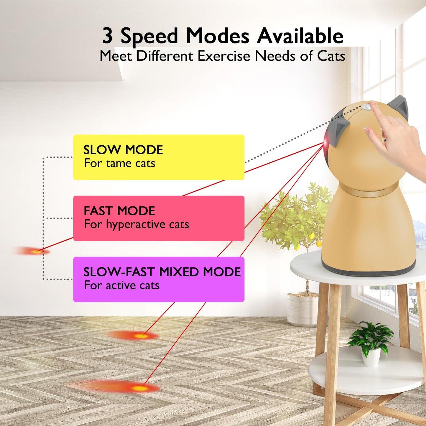 Valonii Interactive Cat Laser Toy Automatic for Indoor Cats,Real Random Trajectory Rechargeable Laser Cat Toys for Indoor Cats/Kittens/Dogs