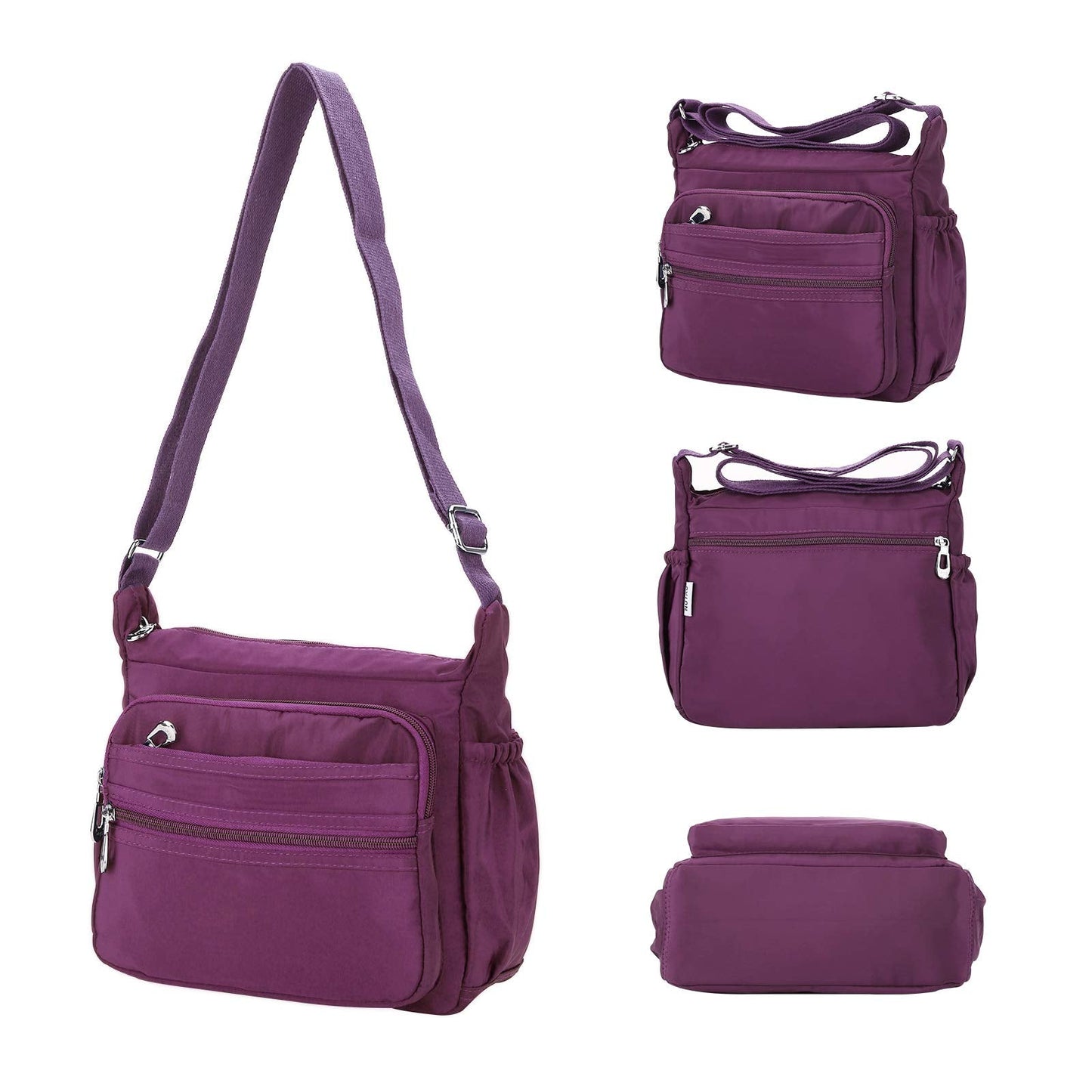 NOTAG Crossbody Bag for Women Waterproof Shoulder Bag Messenger Handbags Casual Nylon Purse Handbag (Large 11inches, Purple)