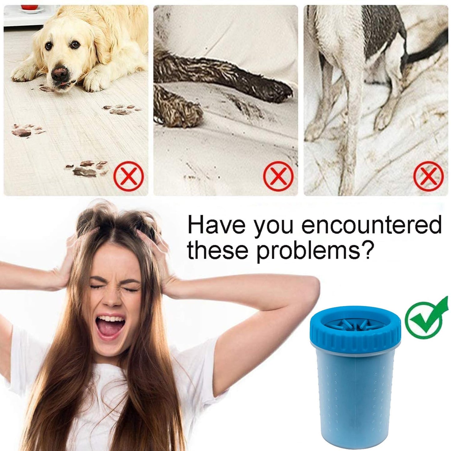 CAREFUNY 2 Pack Portable Dog Paw Cleaner, Washer, Buddy Muddy Pet Foot Cleaner for Medium Breed Dogs and Cats, Blue