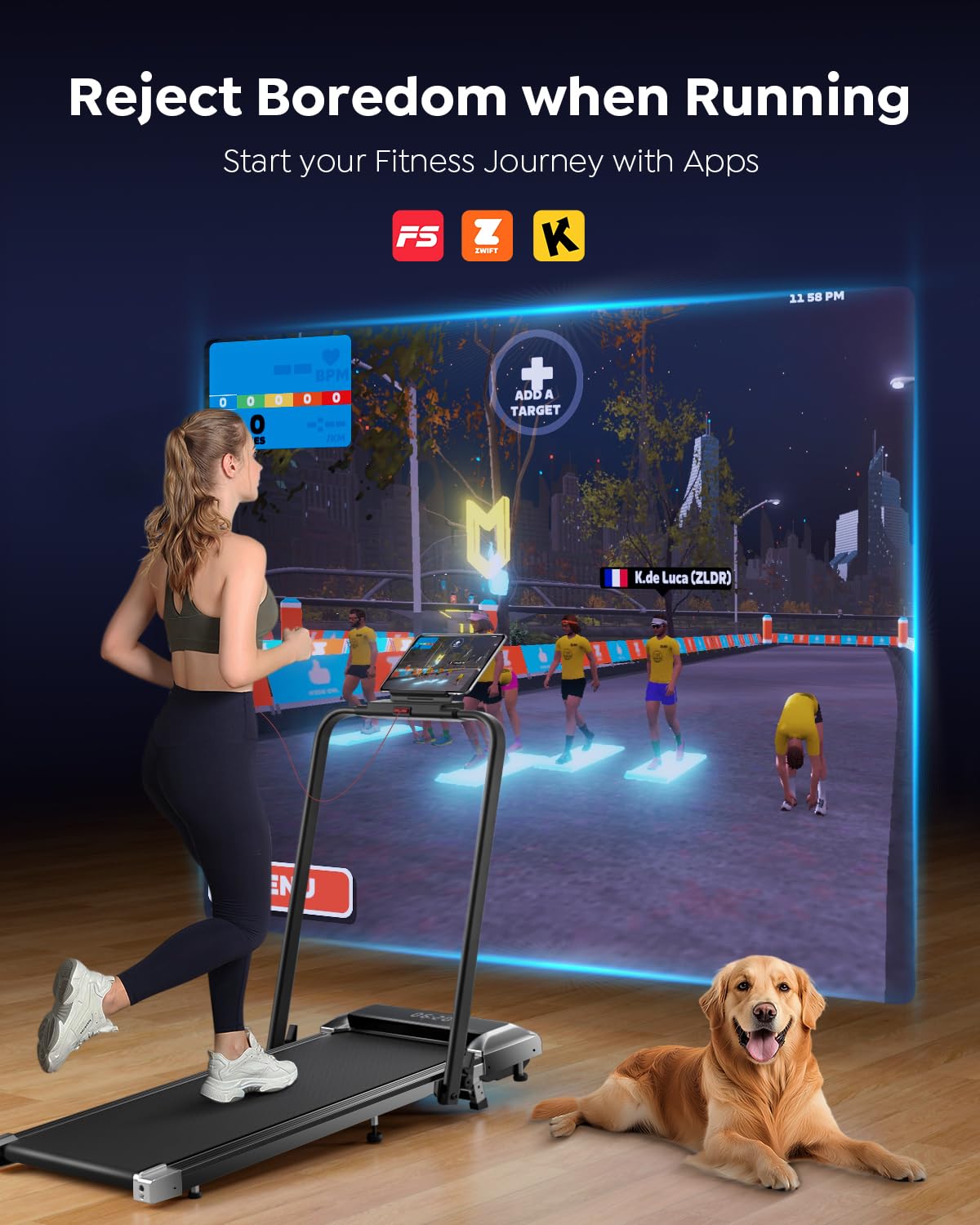 Acezoe Walking Pad Under Desk Treadmill with Incline, 2 in 1 Foldable Treadmills for Home Small Office, 300 lbs Capacity, Portable Compact Walking Treadmill with Remote Control, LED Display and Apps