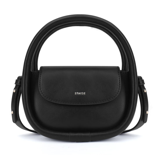 STAISE Designer Top Handle Shoulder Bags for Women, Trendy Mini Crossbody Purses, Women’s Leather Handbags with Straps (Black)