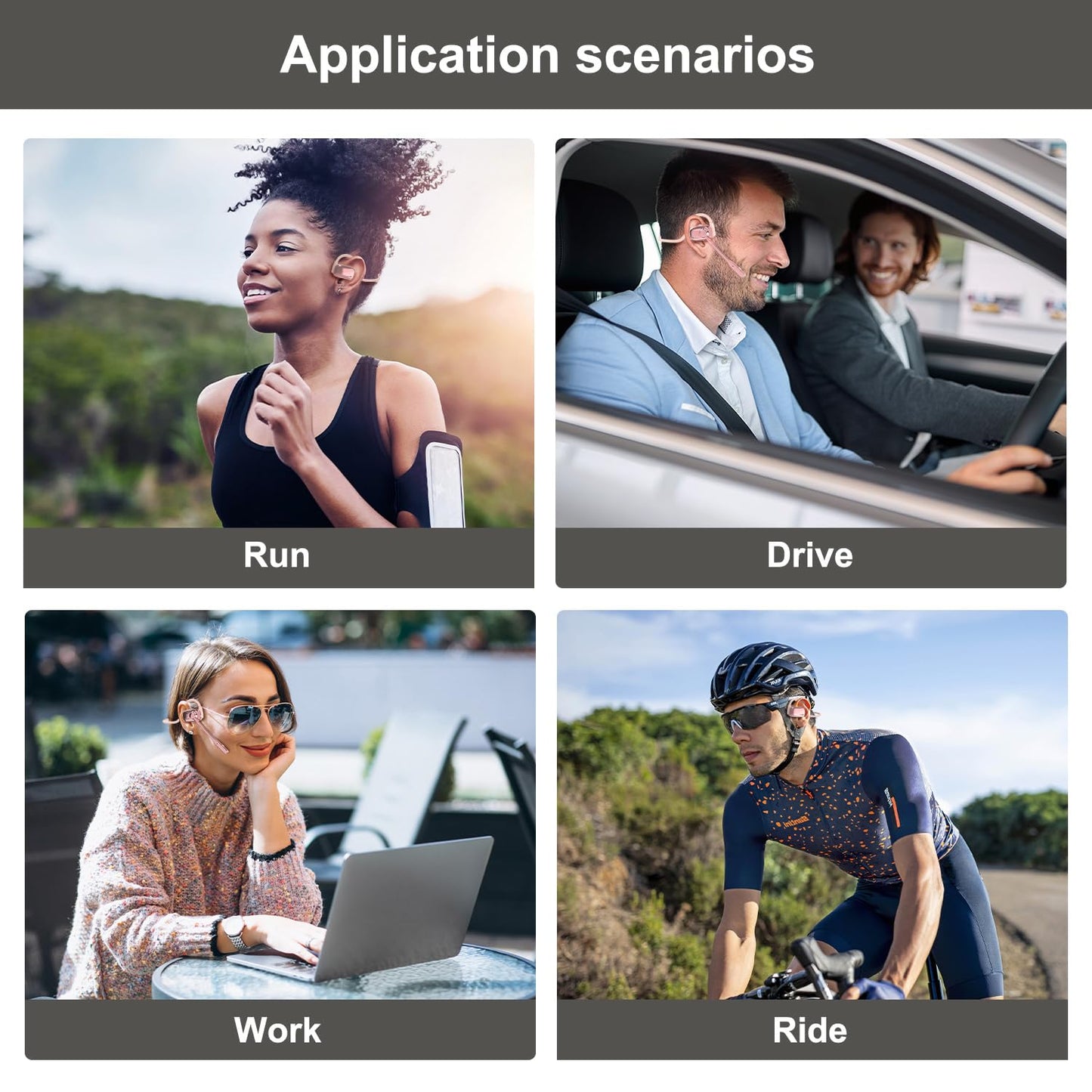 Bluetooth Headphones, LK12 Bluetooth Wireless Headphones with Noise Cancelling Mic, 15.4mm Diaphragm Driver, Open Ear Headset for Meeting Running Cycling (Pink-Louder Volume for Indoor Outdoor)