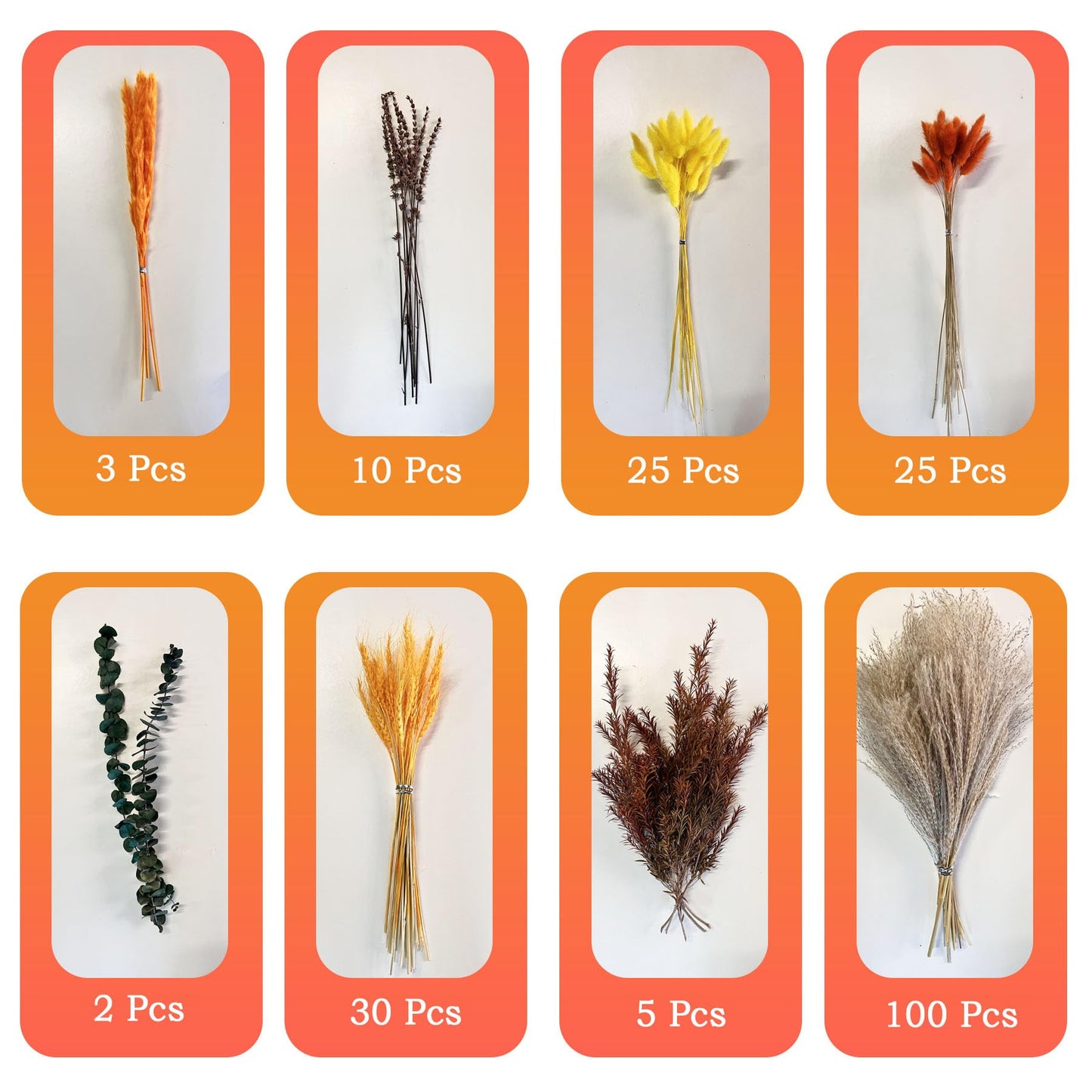 auleegay 200PCS 17in Dried Pampas Grass Bouquet with Hare's Tail, Eucalyptus, Lavender and More - Bohemian Decoration