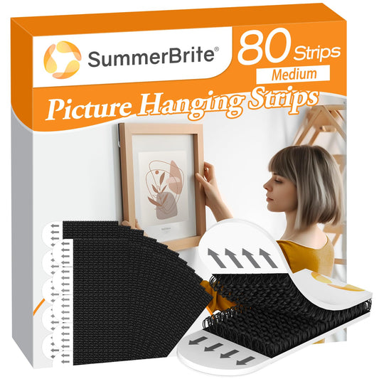 Picture Hanging Strips,Picture Hanger Kit, Removable Damage Free,Picture Hanging Hooks,White Medium(40Pack)