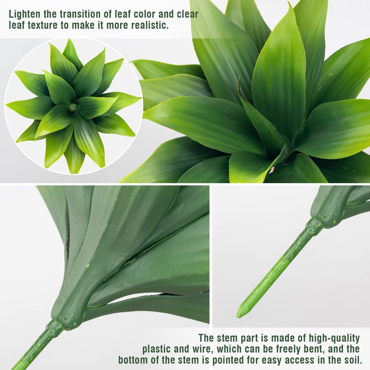 Ttranewsoo Fake Plants Artificial Agave Plants,Large UV Resistant Fake Agave Planters for Indoor and Outdoor Decorating Tropical Plant Succulents Greenery Indoor Decor((2Pack Light Green) 13.8"