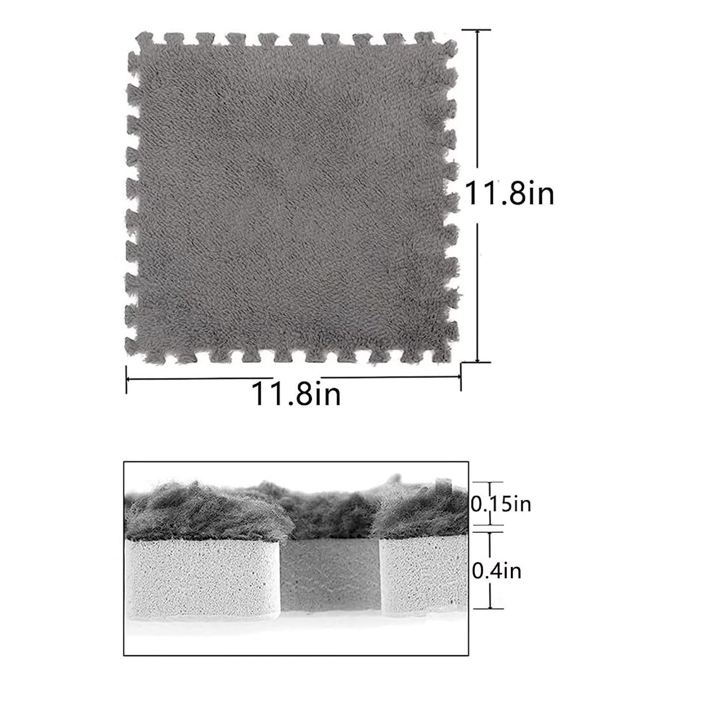 Typutomi 12pcs Plush Puzzle Foam Floor Mat, Soft Thicken Fluffy Interlocking Square Foam Tiles Area Rugs Carpet for Parlor Bedroom Decoration(11.8x11.8x0.55in,Rose Red&Pink)