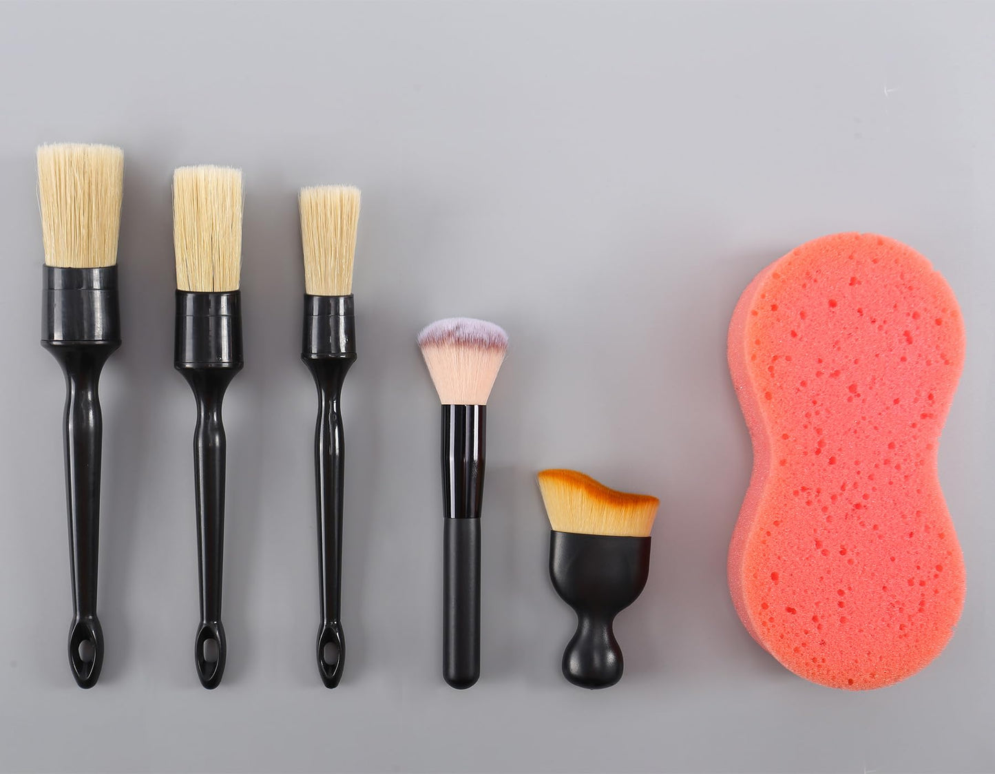 Birbenben 6PCS Car Detailing Brush Set, Ultra Soft Boars Hair Detail Brushes, Automotive Cleaning Brush Kit for Wheels, Air Vent, Leather Seats, Vehicles Auto Exterior Interior Detailing Brushes Tool