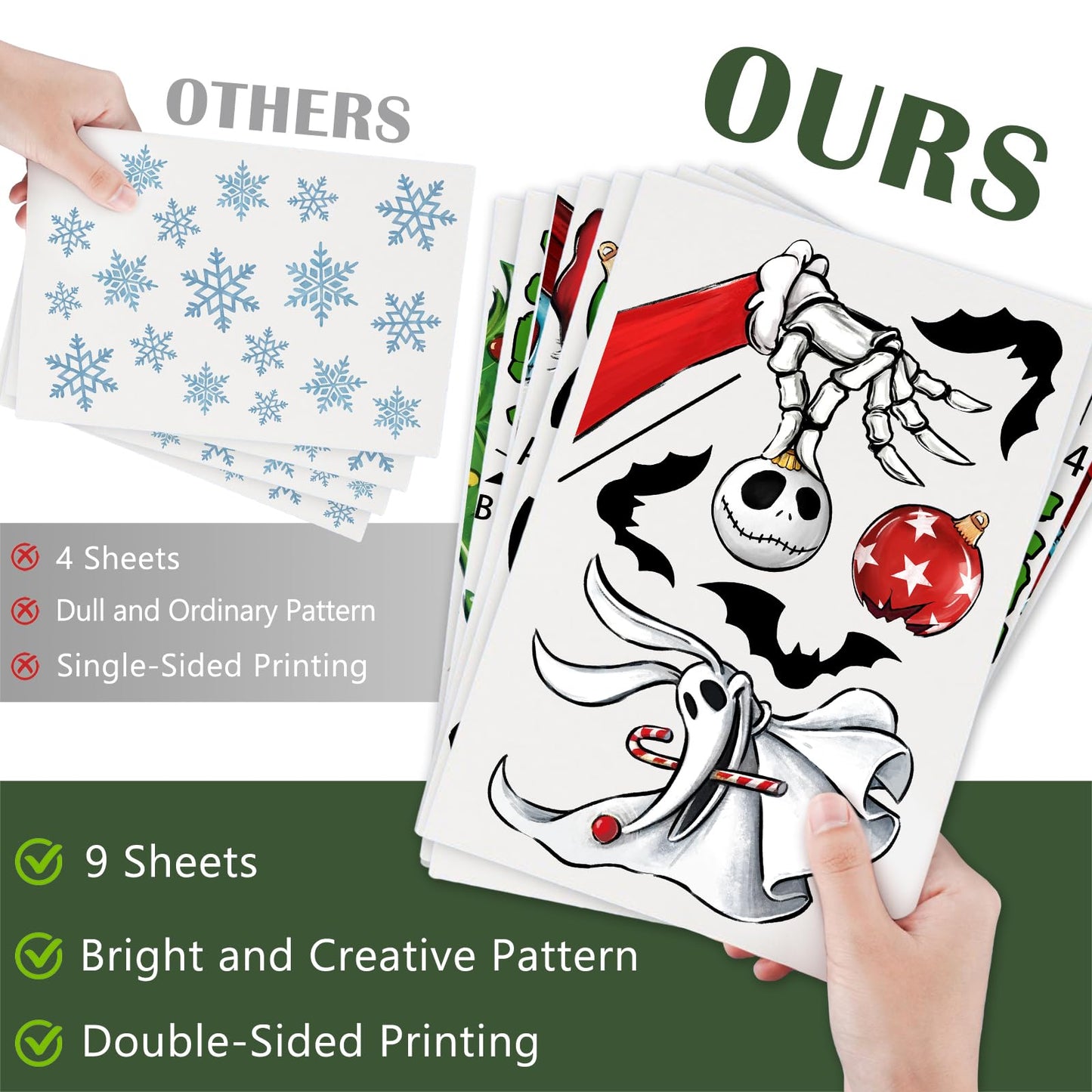 Mfault 121 PCS Merry Christmas Nigh.tmare BEF.ore Christmas Window Clings 9 Sheets, Jack Sally Xmas Tree Skull Stickers Decal Decoration, 2025 New Year Home Kitchen Winter Holiday Decor