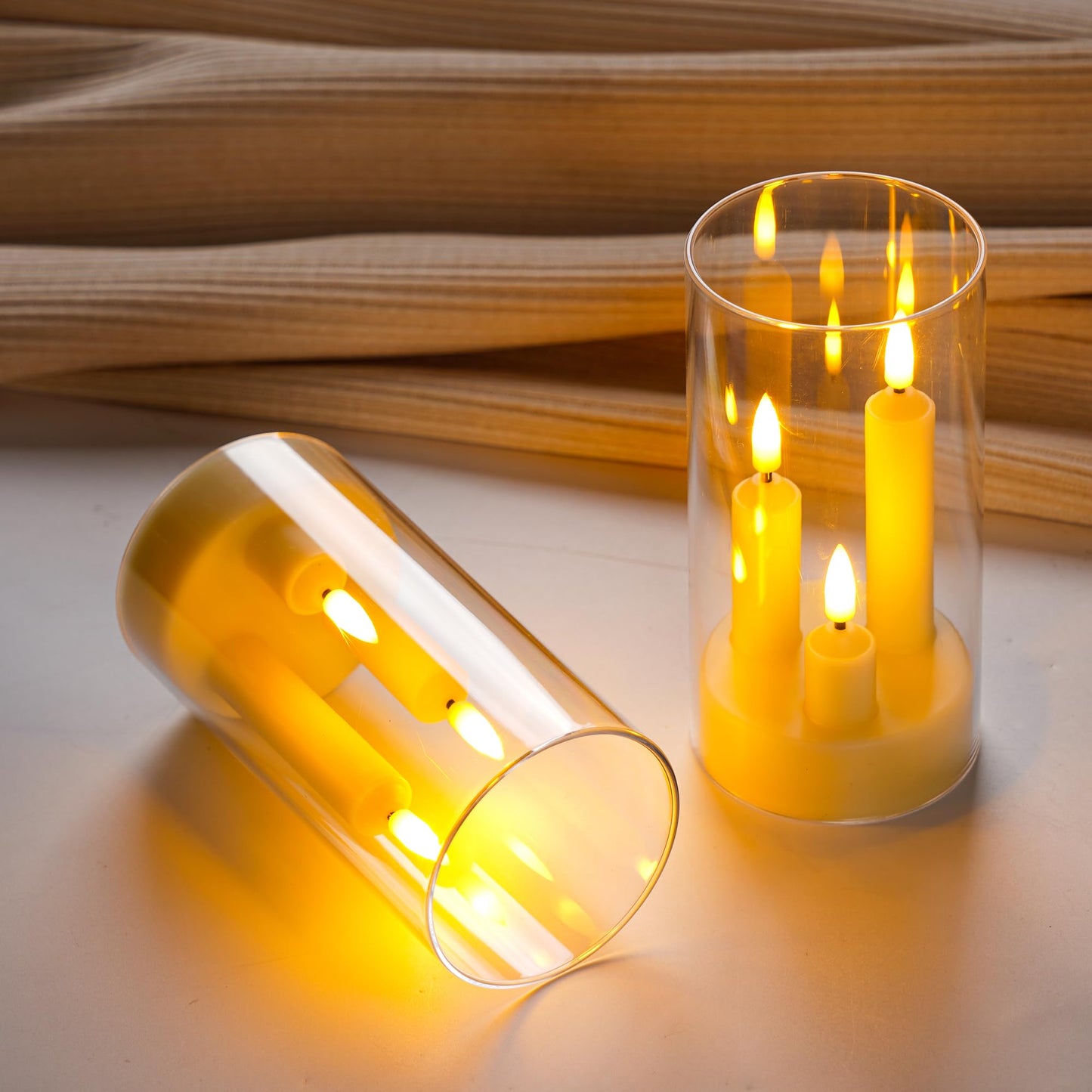 Da by Flameless Candle, Battery-Powered Candle with Remote Control and Timer, LED Three-Wick Pillar Candle, Romantic Wedding, Perfect Home Décor, 2 Pack (Ivory)