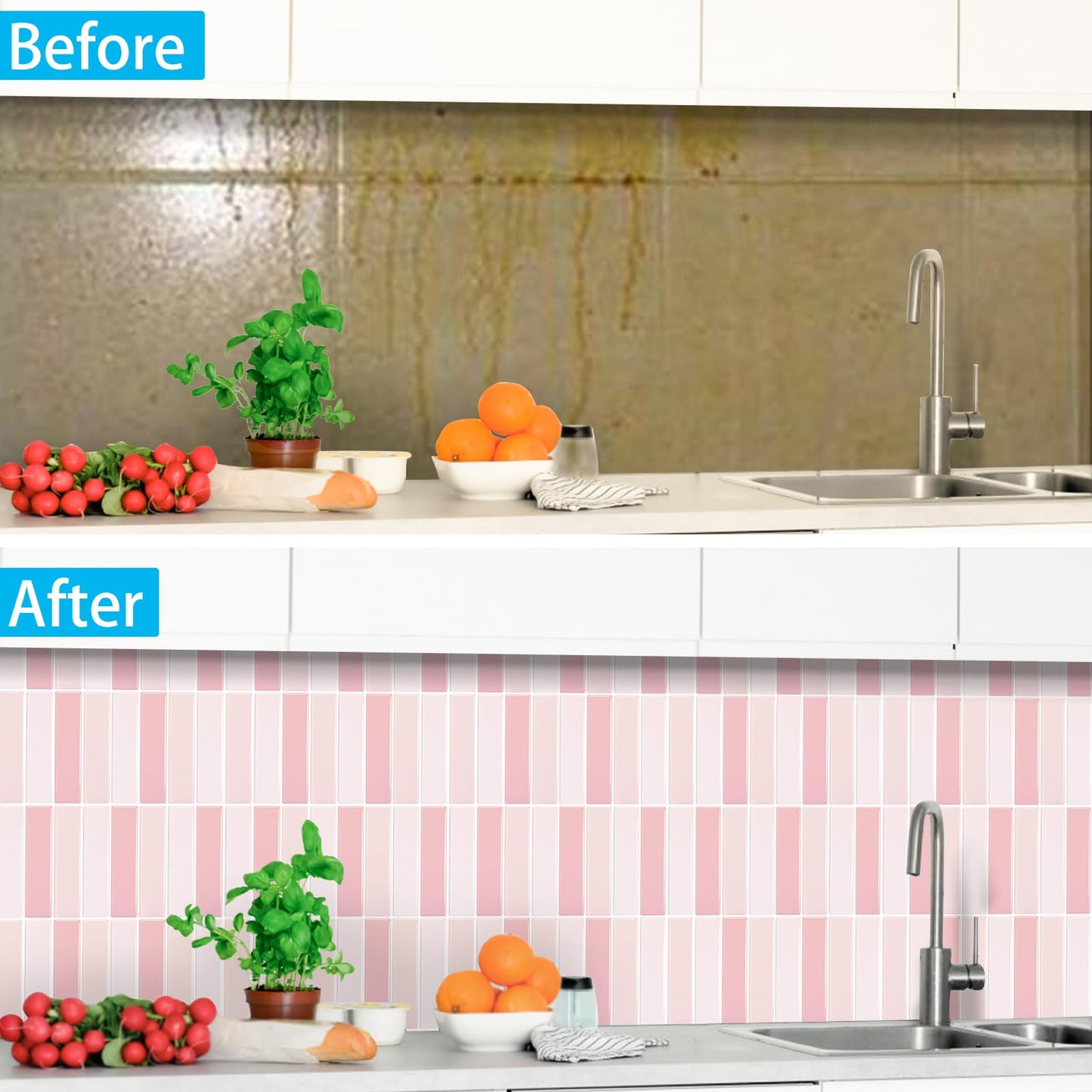 AdoDecor Peel and Stick Tile，New Upgrade Thicker Design Self Adhesive 12" x 12" Large Premium Peel and Stick Backsplash for Kitchen,Bathroom, Living Room, RV Etc（10-Sheet）.