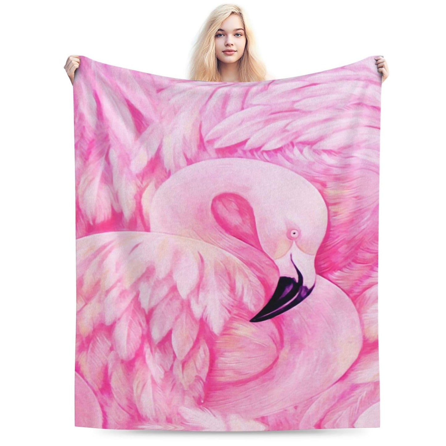 Duduho Pink Flamingo Bed Blanket Ultra Soft Throw Blanket All Season Warm Light Weight Cozy Plush Blankets for Home Bedroom Sofa Chair Travel, 60"X50"