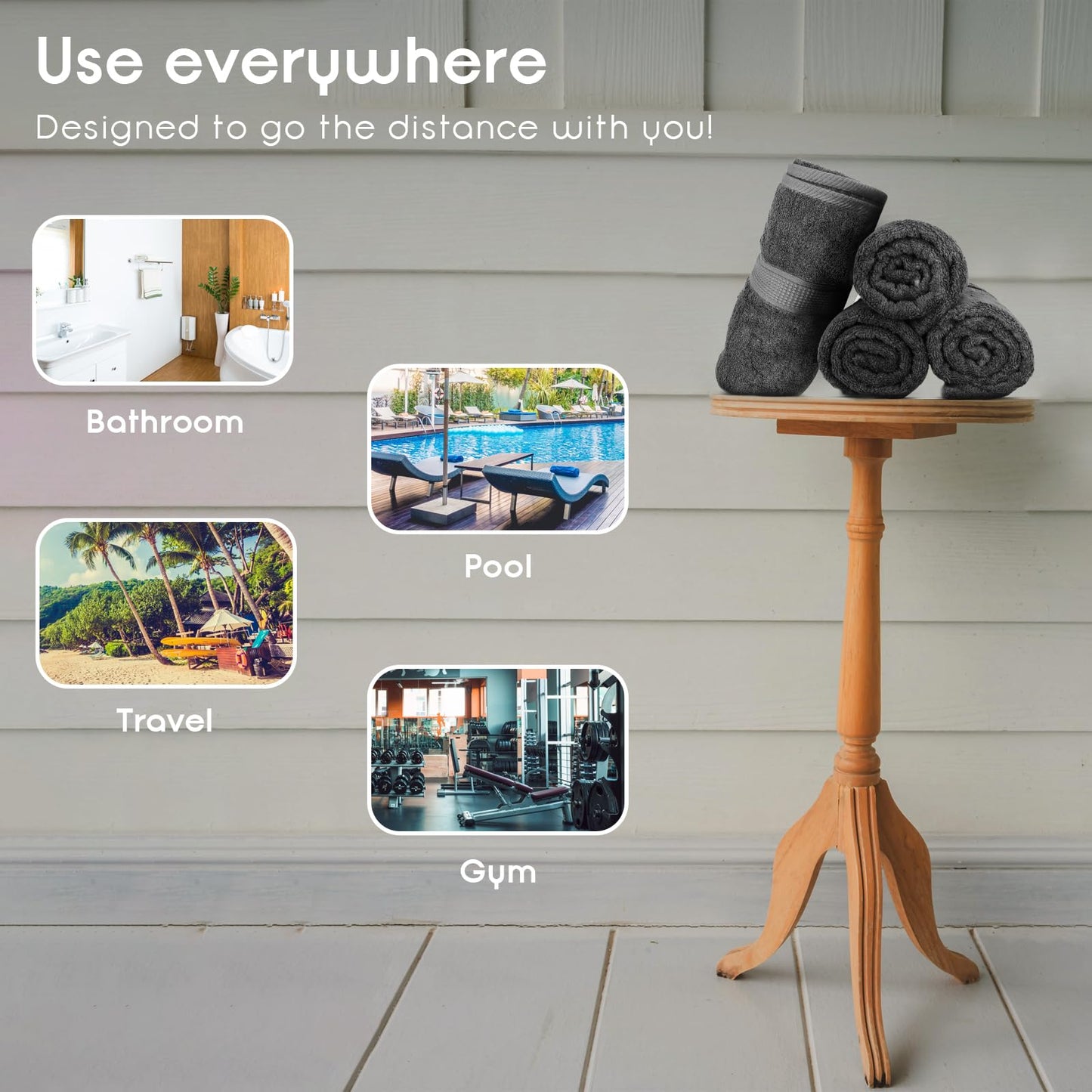 Ariv Premium Bath Towels Pack of 4, 100% Cotton, Large 30" x 52", Super Soft, Highly Absorbent, Quick Dry, Durable, Comfortable, Great Value & Quality, Perfect for Home & Bathroom - Grey