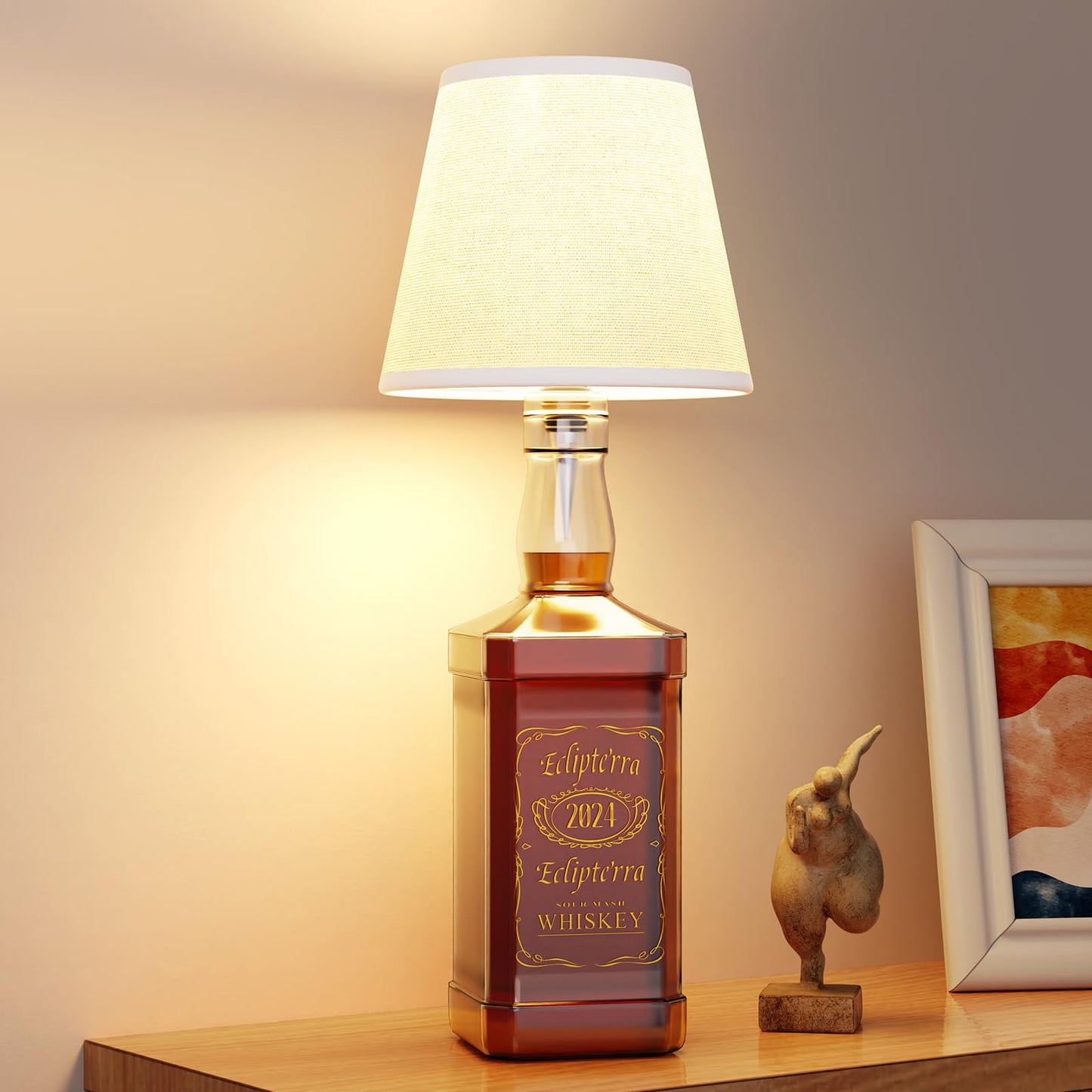 Eclipterra Cordless LED Bottle Lamp 5000mAh Battery Portable Wireless Table Lamp Wine Bottle Lamp for Indoor Outdoor Dining Bedroom with Remote (White, 1 Pack)