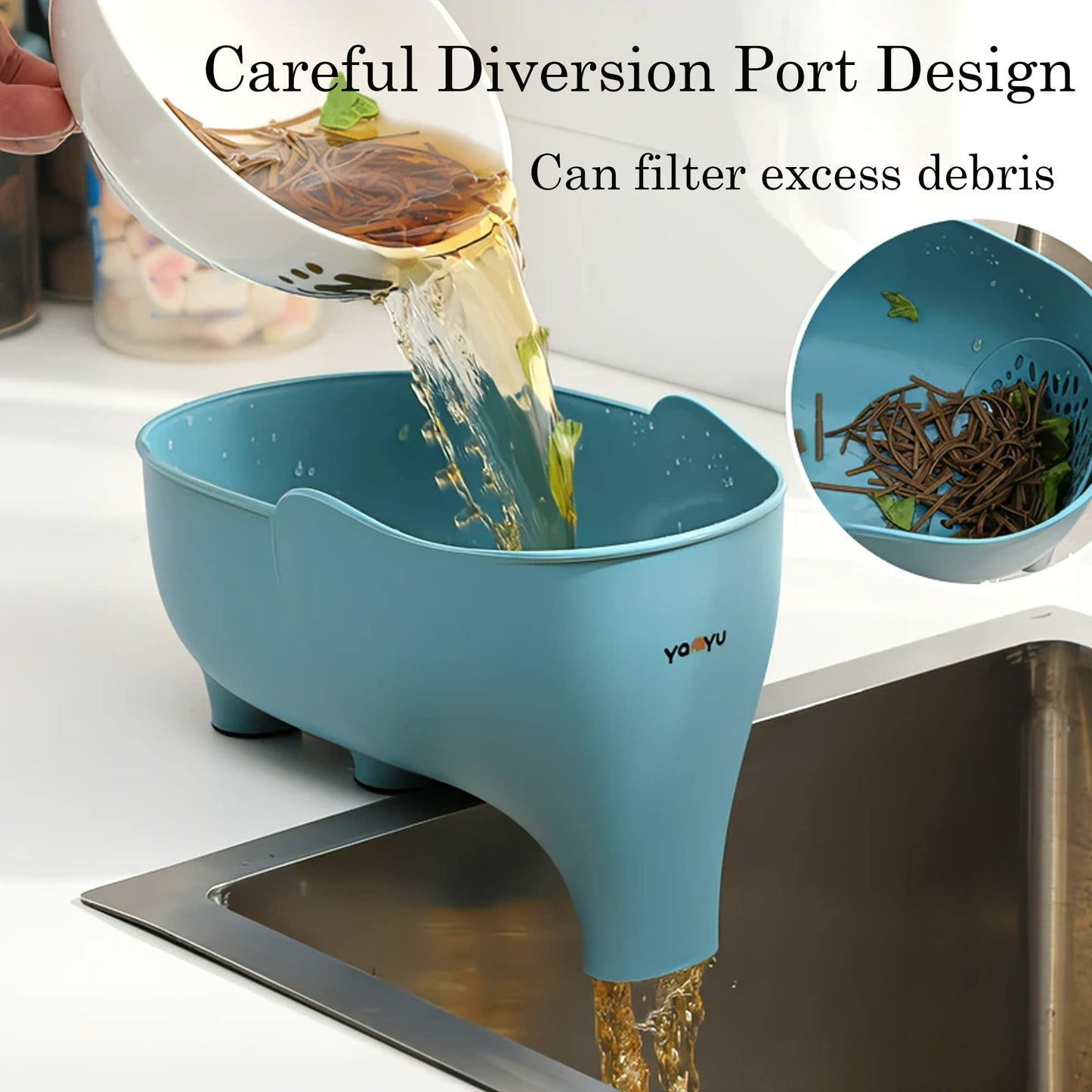 FHTECO Vegetable Washing Basket with Elephant Drainage for Fruits, Pasta, Noodles - Kitchen (Pink)