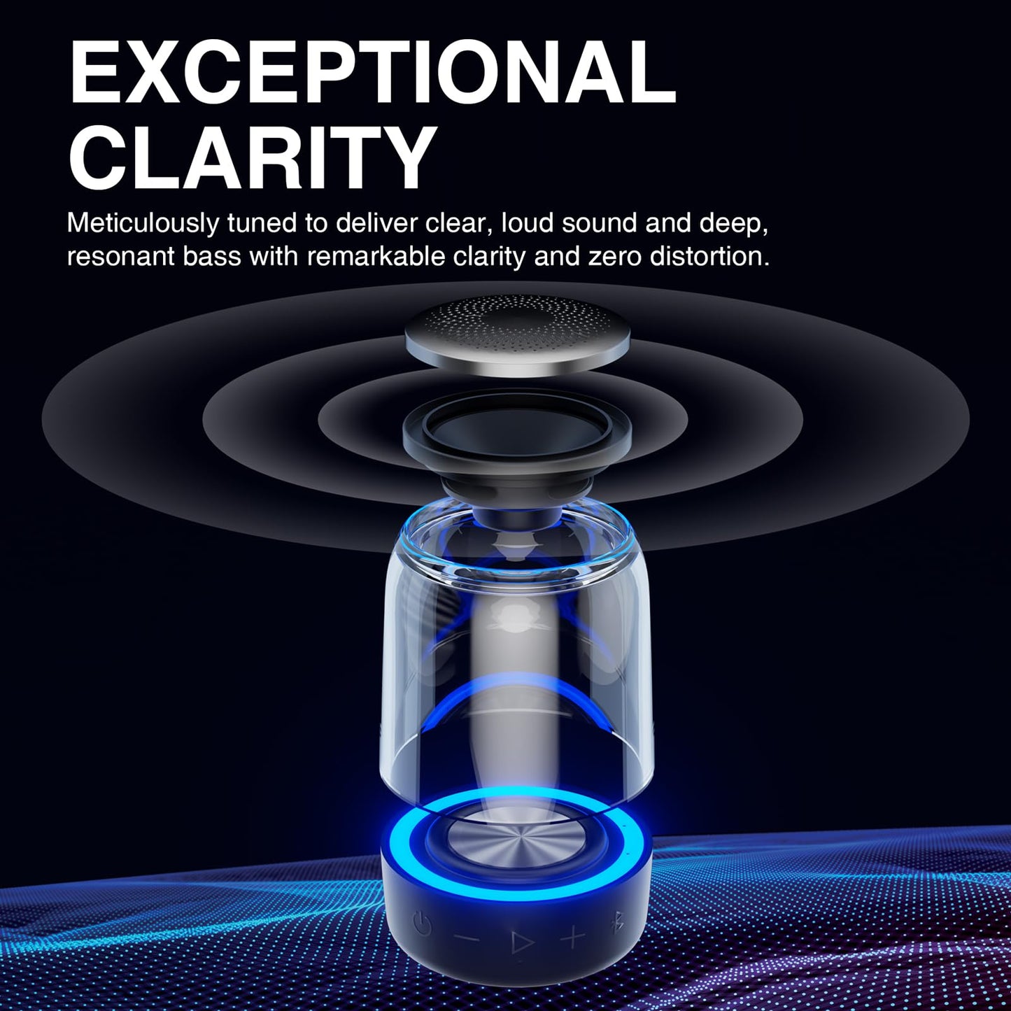 MEGATEK Portable Bluetooth Speakers (2-Pack) – True Wireless Stereo (TWS) Pair, Vibrant LED Lights, 360° HD Sound, 12-Hour Playtime, IPX5 Waterproof – Perfect for Home, Parties, Outdoors, and Travel