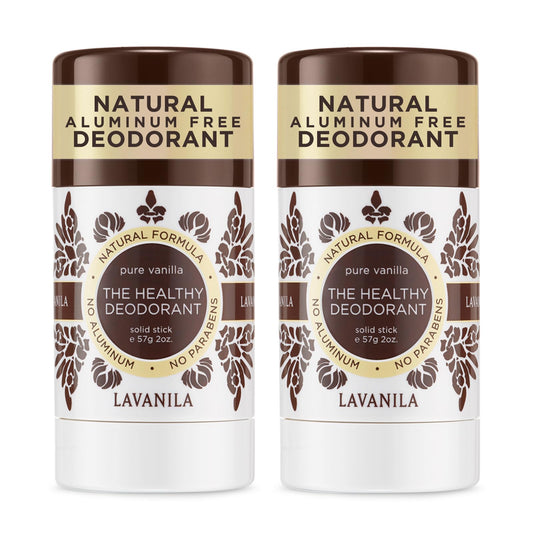 Lavanila Vanilla Eucalyptus Aluminum Free Deodorant 2-Pack (2 Oz Each) - Solid Stick Deodorant for Men and Women, Natural Vegan Formula, Made In USA