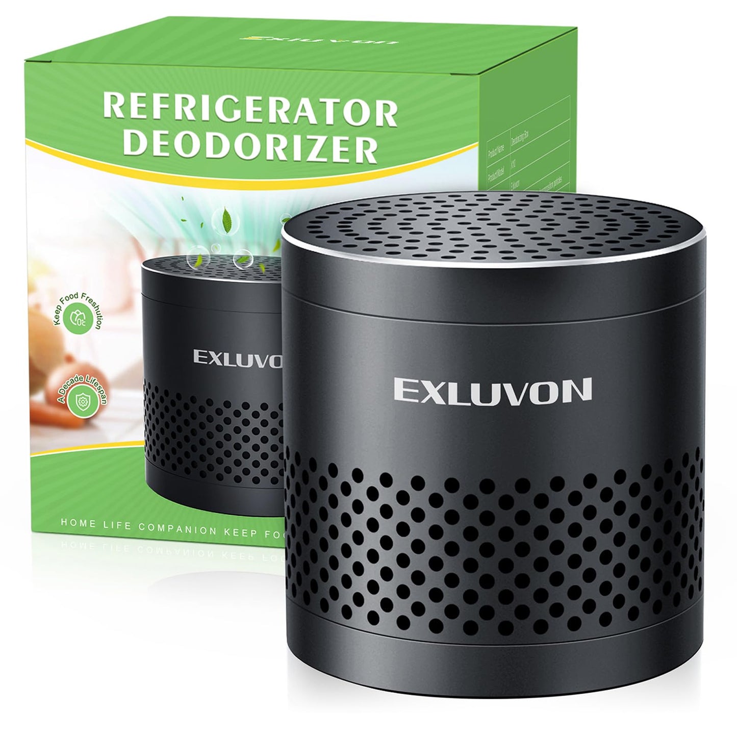 Exluvon Refrigerator Deodorizer, Fridge Odor Eliminator Lasts for 10 Years, Household Essentials Travel Size Air Purifiers, More Effective Than Baking Soda and Bamboo Charcoal Air Purifying Bag, Black