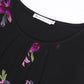 BAISHENGGT Blouses for Women Dressy Casual Going Out Tops Trendy Mesh Short Sleeve Shirts Medium Black Purple Floral