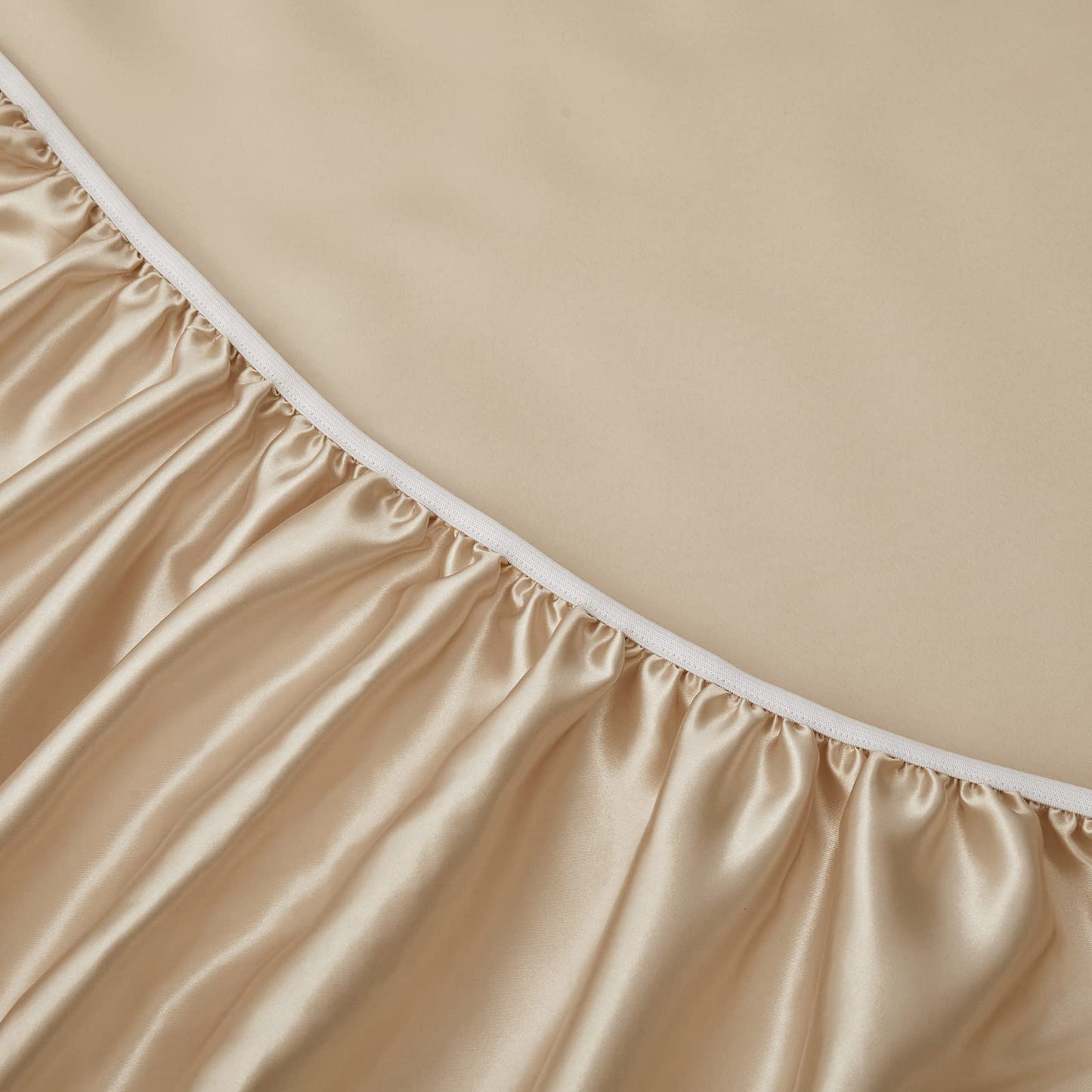 Horbaunal 6 Piece Satin Sheet Set King Size Luxury Silky & Soft Beige Satin King Bed Sheet Set with 16" Deep Pocket, 1 Fitted Sheet, 1 Flat Sheet, 4 Pillowcases