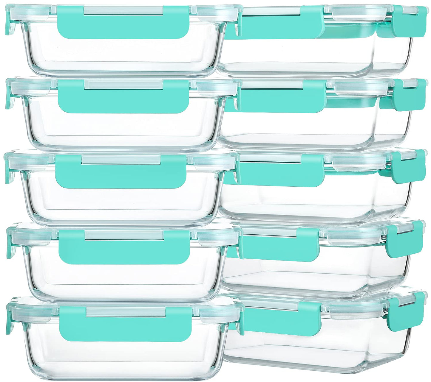 M MCIRCO 10-Pack,22 Oz Glass Meal Prep Containers,Glass Food Storage Containers with lids,Glass Lunch Containers,Microwave, Oven, Freezer and Dishwasher (Gray)