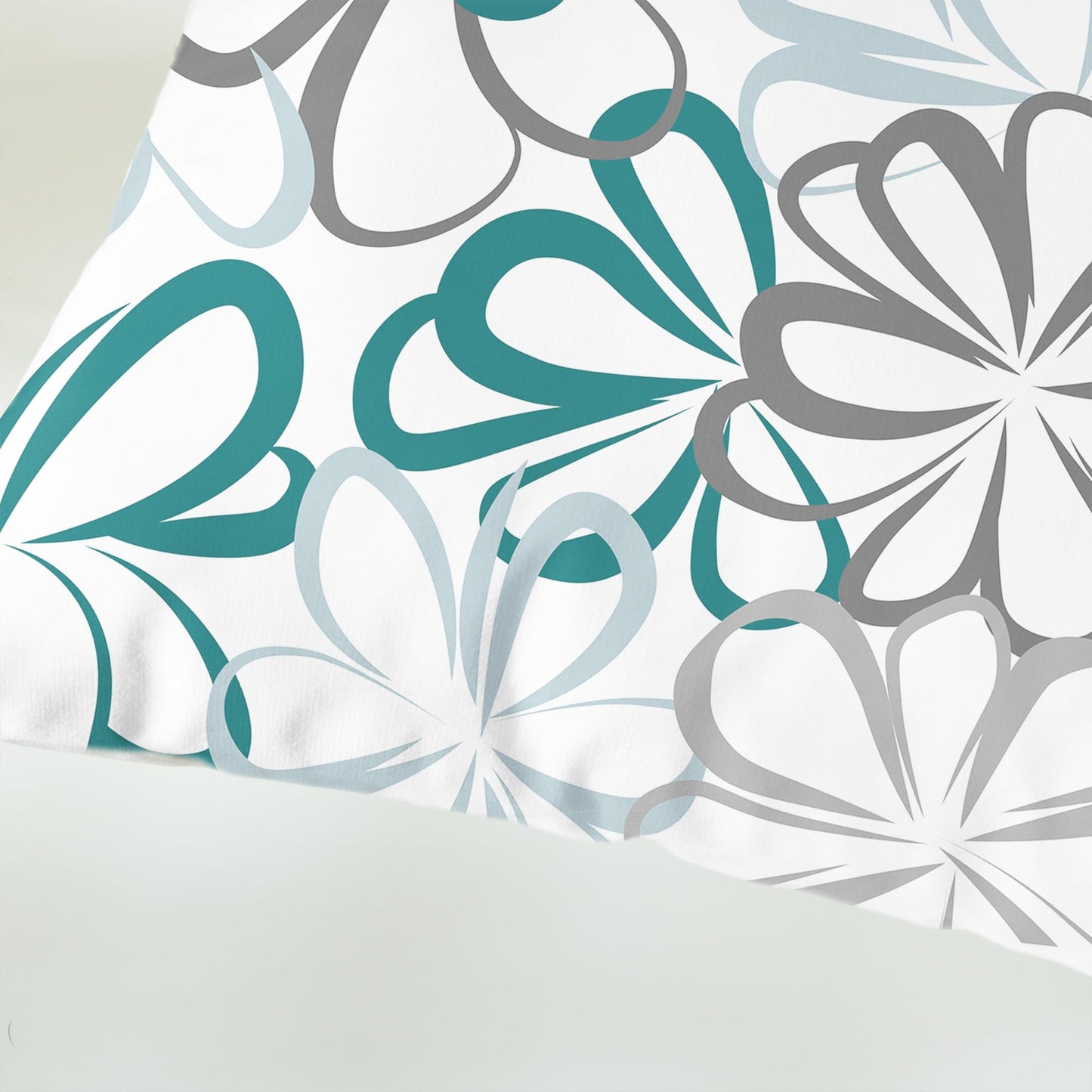 CaliTime Throw Pillow Covers Pack of 2 Cozy Fleece Line Flowers Decorative Cushion Cases for Couch Bed Sofa Farmhouse Decoration 18 X 18 Inches Teal Green Blue Grey