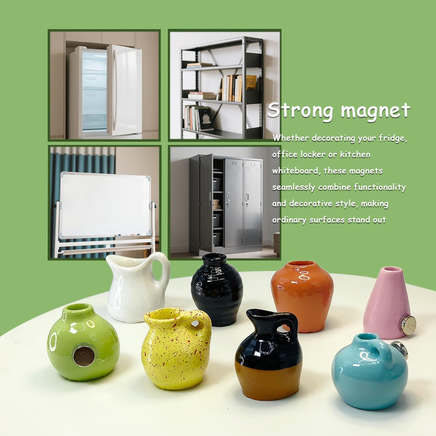 Cute mini Vase Fridge Magnets, 3D Resin vase Refrigerator Magnets, Shatterproof Multifunctional and Fun Fridge Accessories for Decoration in Kitchens, Offices, Or Magnetic Surfaces(8Pcs)