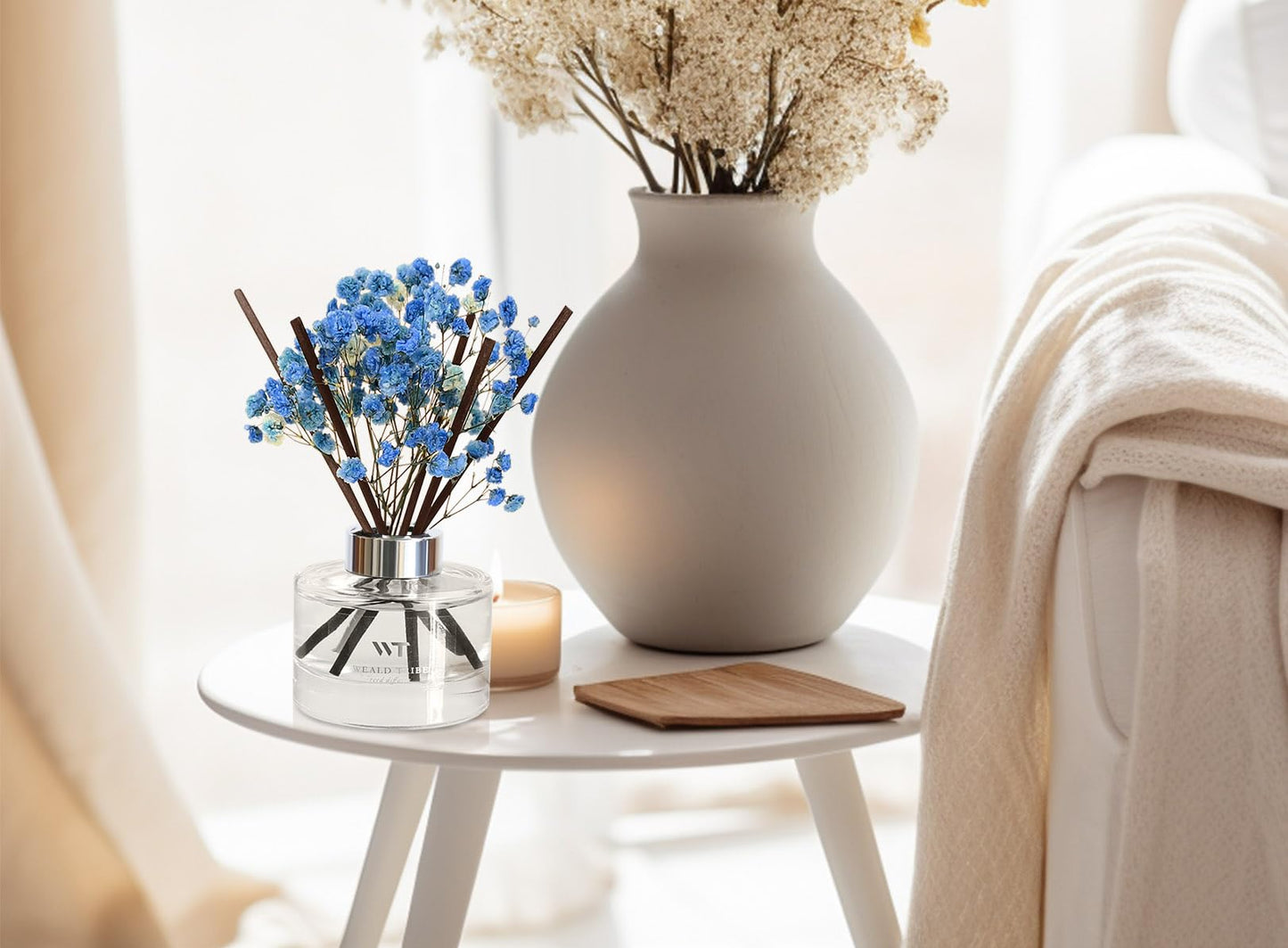 Flower Reed Diffuser Set Cashmere Vanilla Scent for Bathroom Accessories,Christmas Shelf Decor & Air Fresheners, Bedroom Sticks Defusers with 5.1 fl oz Essential Oils, Office Gifts