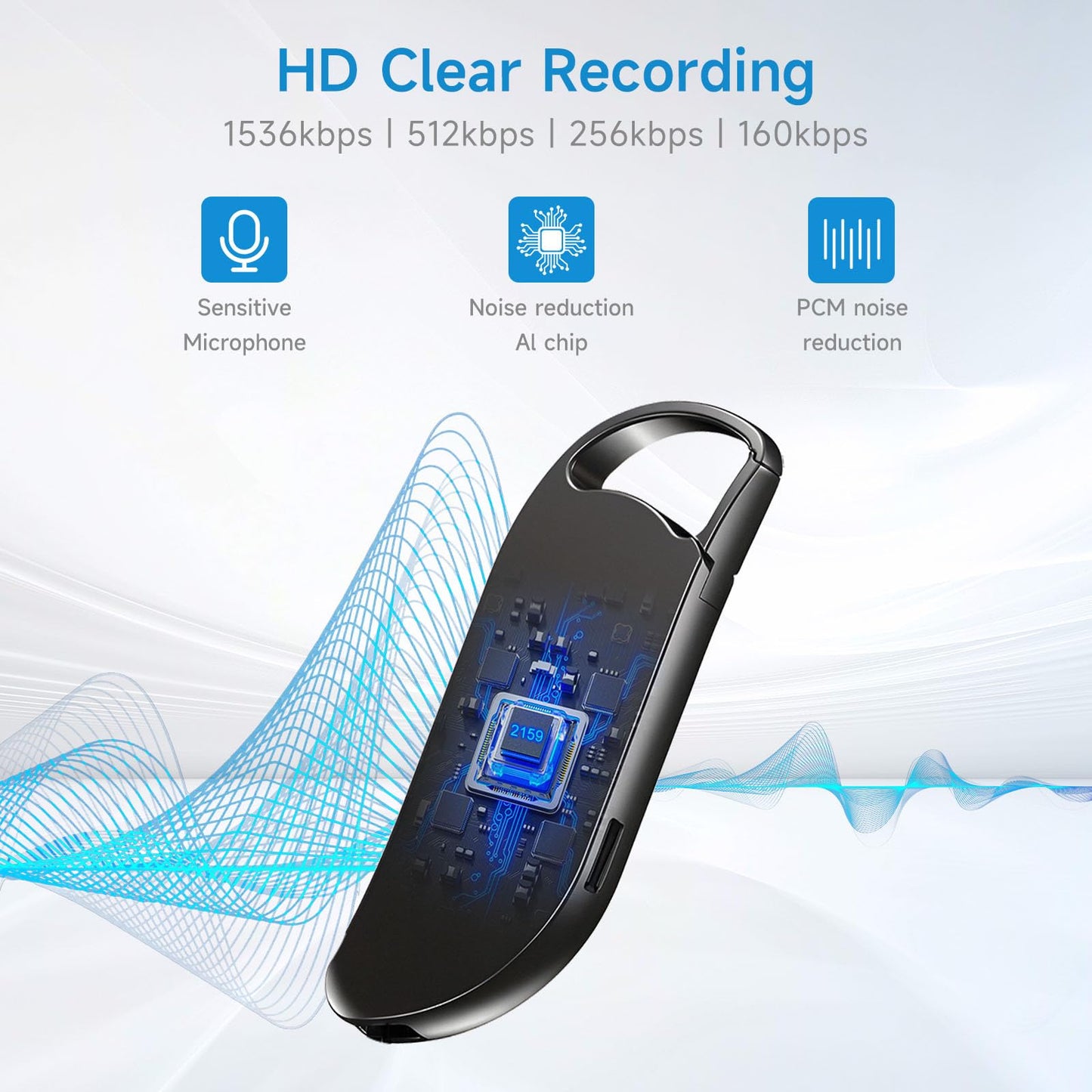 Digital Voice Recorder, 64GB Voice Activated Recorder with Noise Reduction for Work, Lectures, Meetings, Interviews