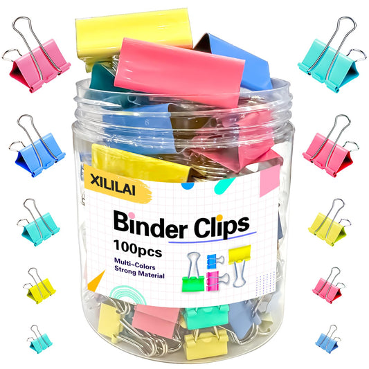 Paper Clips Binder Clips, Colored Office Clips Set - Assorted Sizes Paperclips Paper Clamps Rubber Bands for Office and School Supplies, Document Organizing