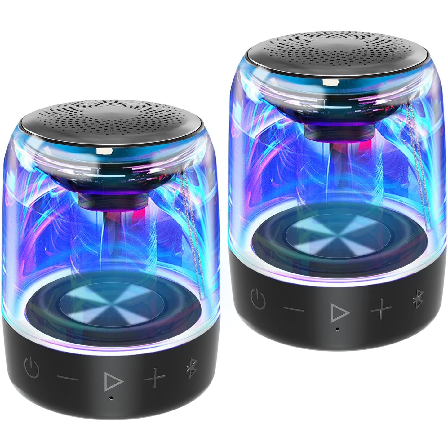 MEGATEK Portable Bluetooth Speakers (2-Pack) – True Wireless Stereo (TWS) Pair, Vibrant LED Lights, 360° HD Sound, 12-Hour Playtime, IPX5 Waterproof – Perfect for Home, Parties, Outdoors, and Travel