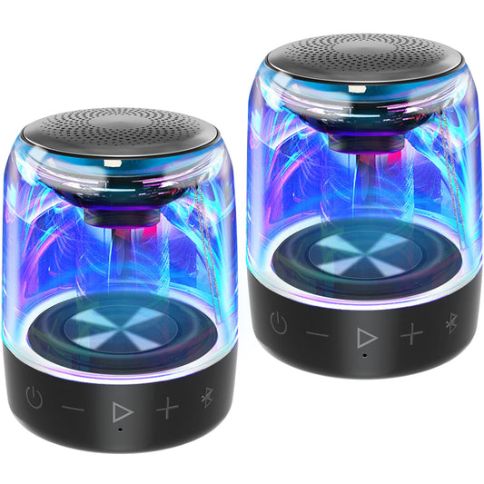 MEGATEK Portable Bluetooth Speakers (2-Pack) – True Wireless Stereo (TWS) Pair, Vibrant LED Lights, 360° HD Sound, 12-Hour Playtime, IPX5 Waterproof – Perfect for Home, Parties, Outdoors, and Travel