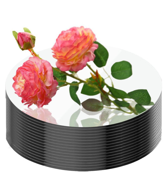 16Pack Round Mirror Centerpieces for Tables, Acrylic Round Mirror Trays Plates Decoration Circular Plate for Table Centerpiece Candles Wedding Baby Shower Christmas Party Decor Crafts (8inch)