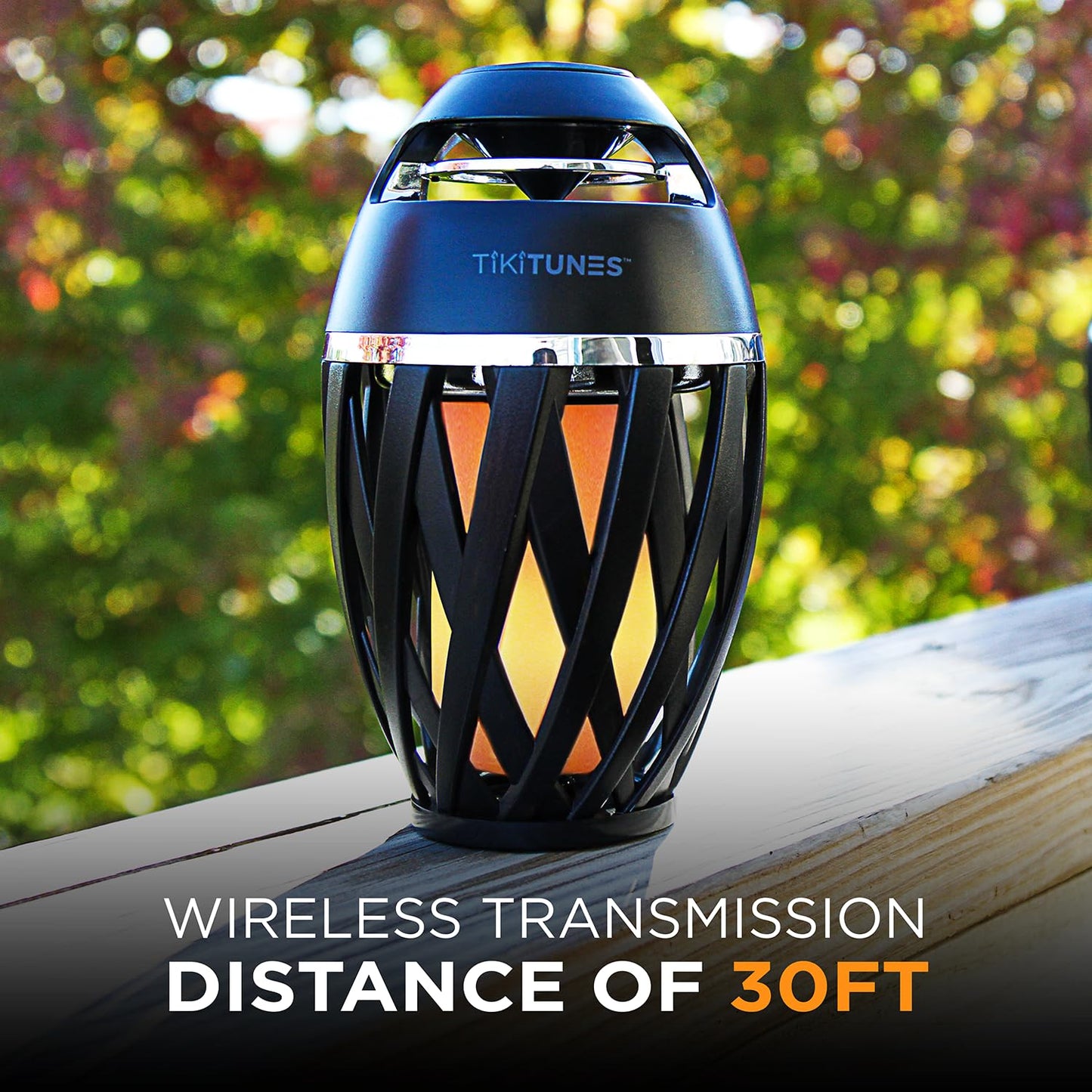 TikiTunes Portable Bluetooth 5.0 Indoor/Outdoor Wireless Speaker, LED Torch Atmospheric Lighting Effect, 5-Watt Audio USB Speaker, 2000 mAh Battery for iPhone/iPad/Android